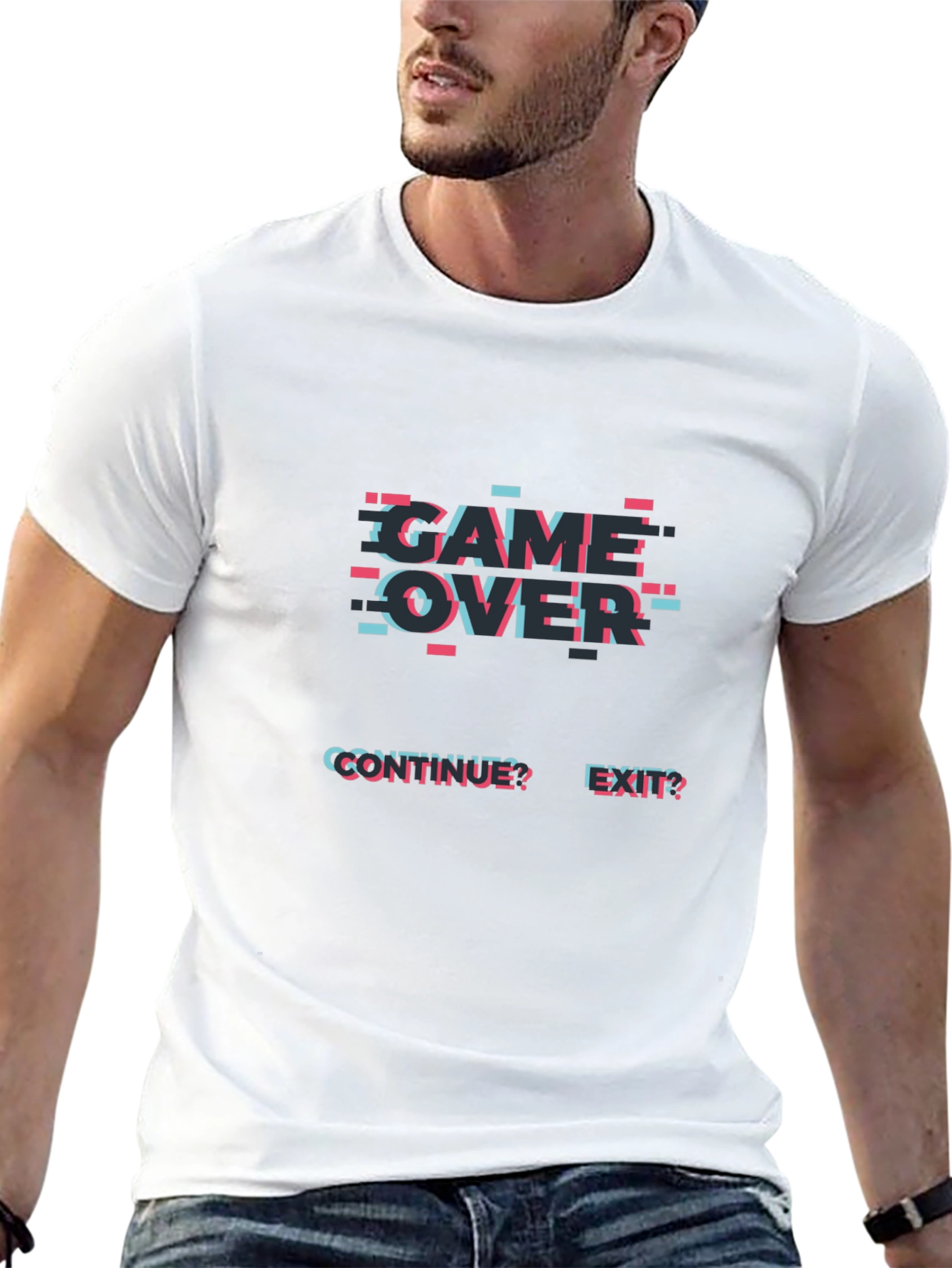 Game Over Glitch Tee - Gamer Style Black T-Shirt