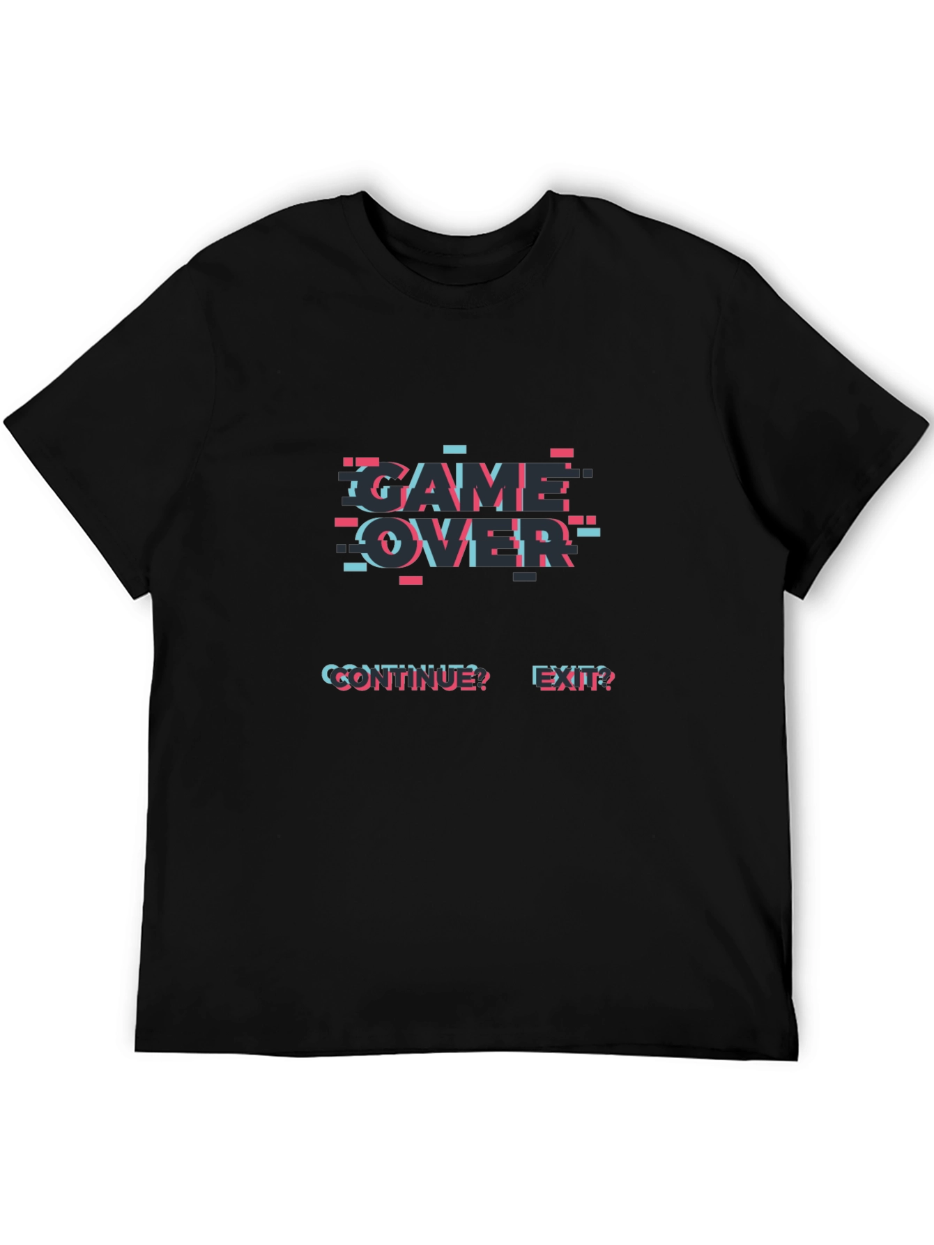 Game Over Glitch Tee - Gamer Style Black T-Shirt