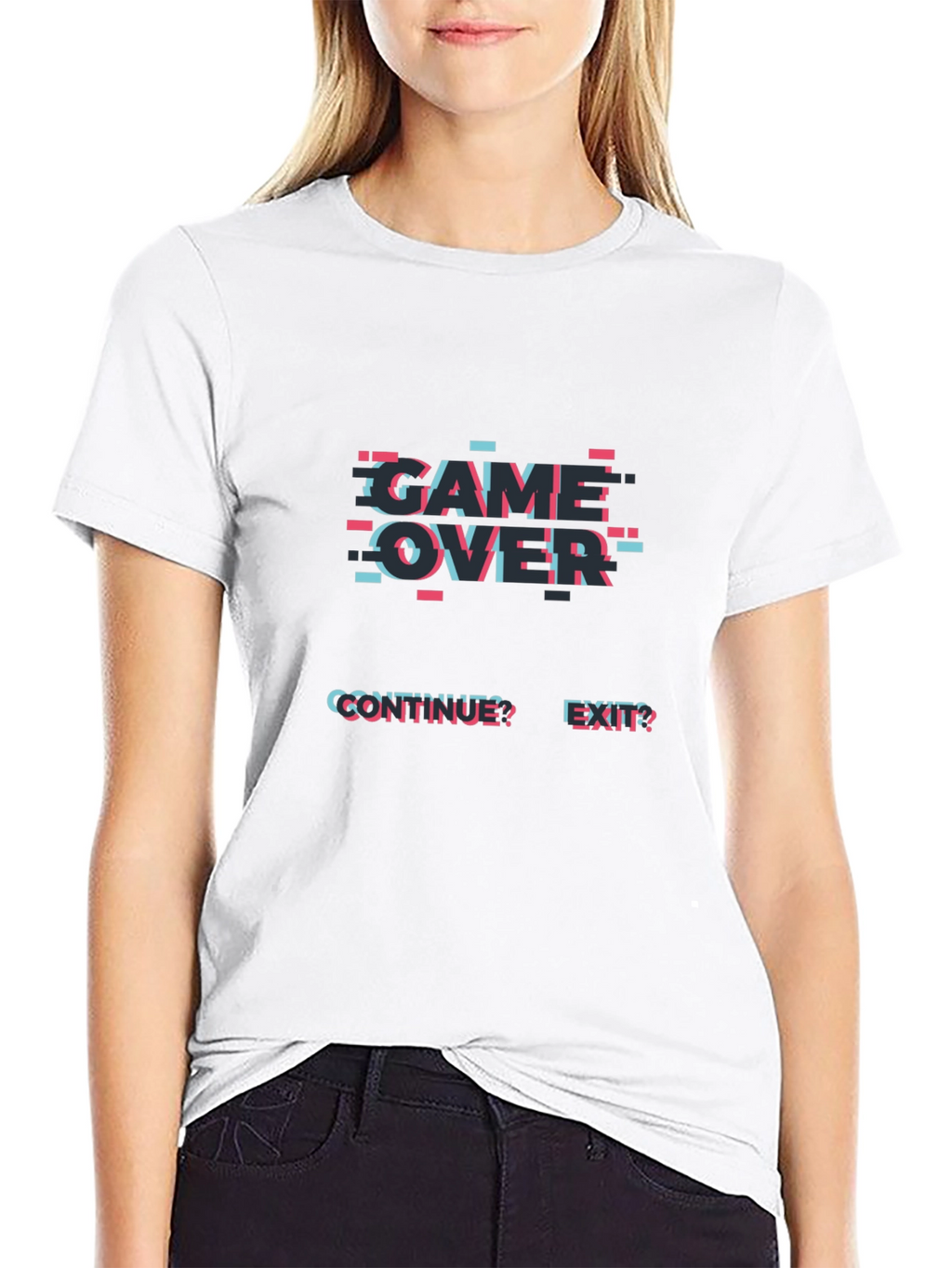Game Over Glitch Tee - Gamer Style Black T-Shirt