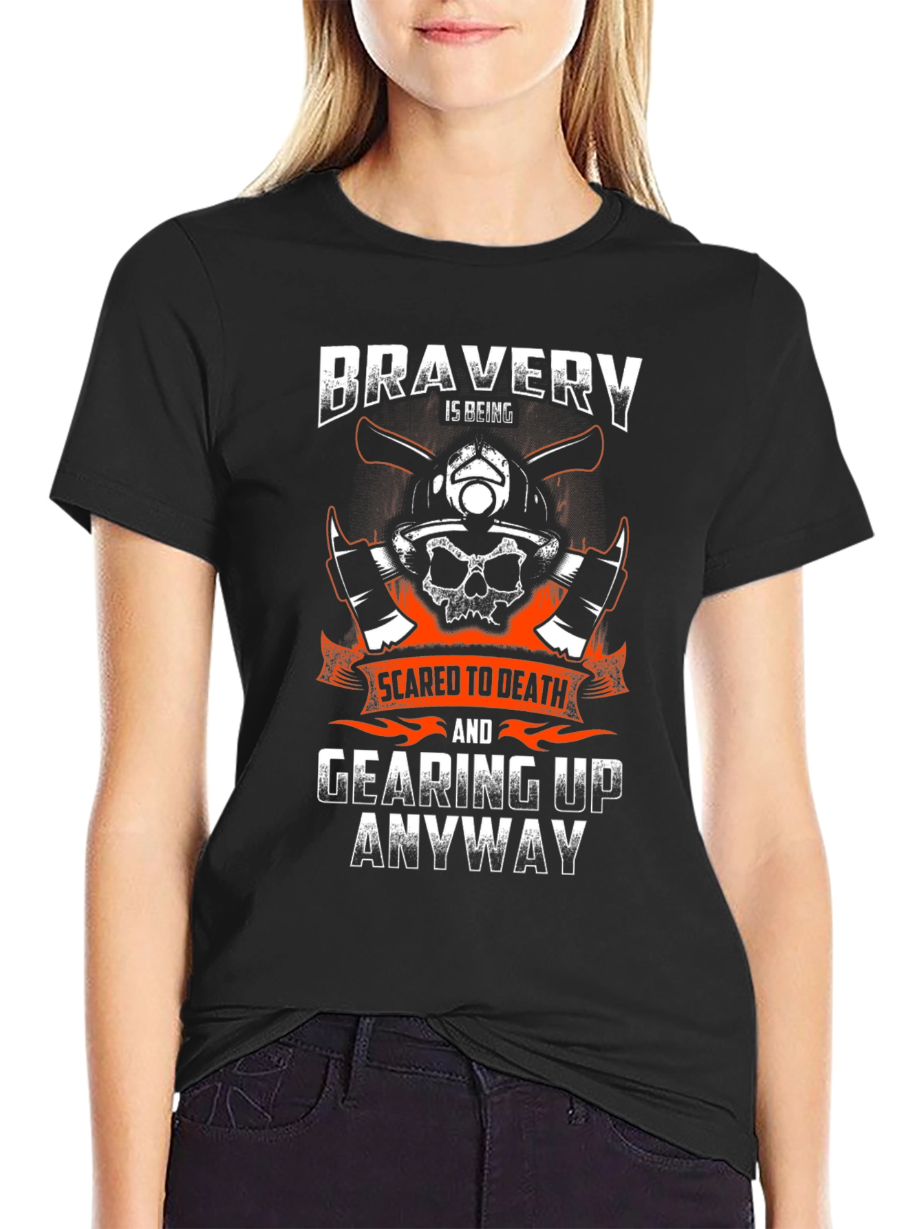 Bravery Firefighter Skull Graphic Tee