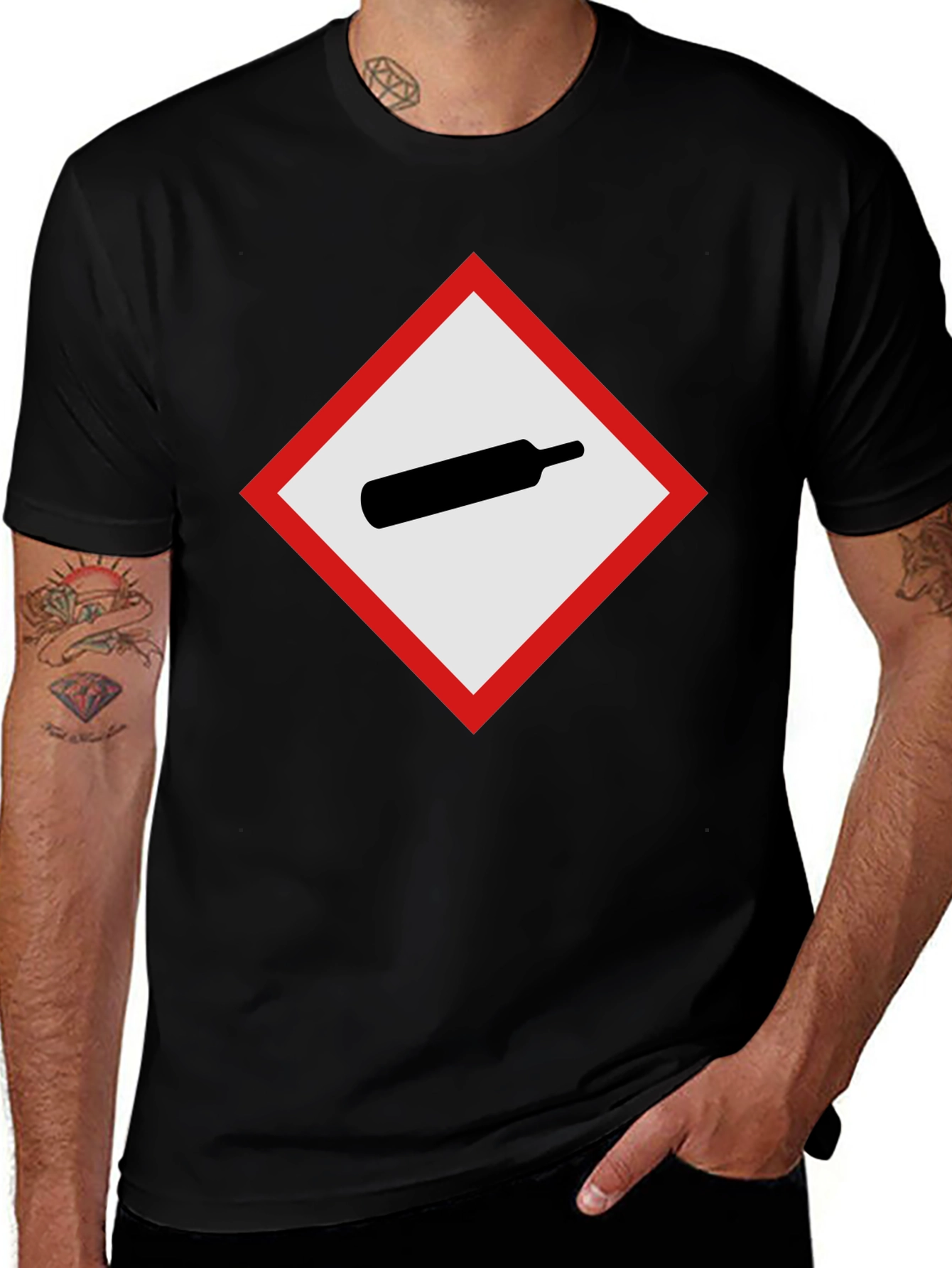 GHS Gas Cylinder T-Shirt - Black Crew Neck Tee