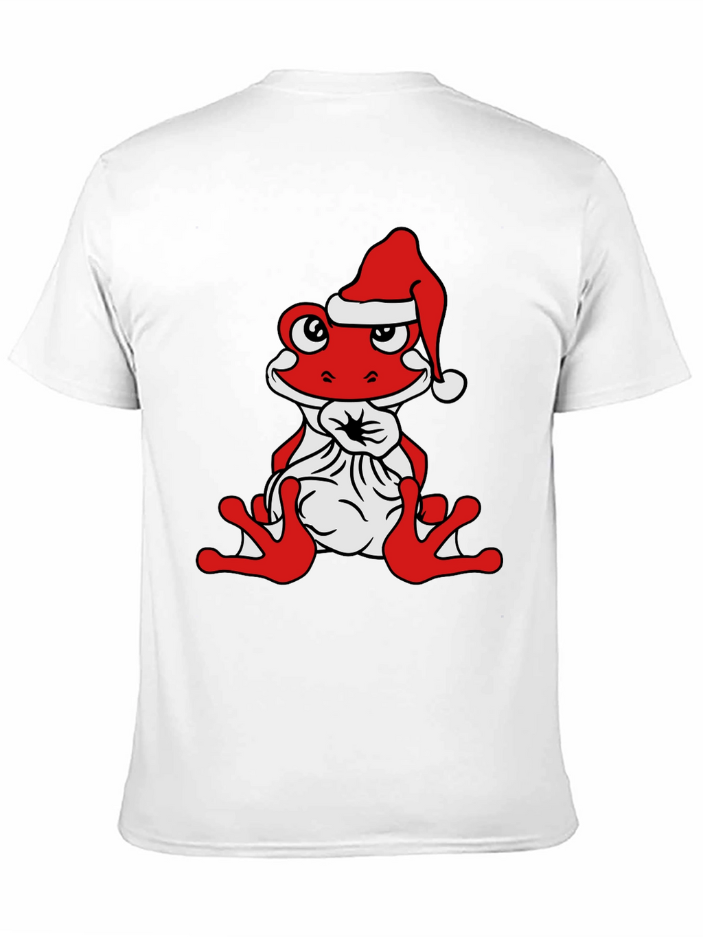 Frog with Santa Hat Black T-Shirt