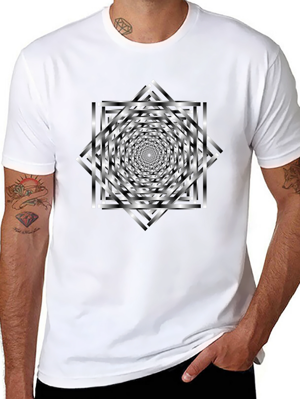 Optical Illusion T-Shirt - Geometric Design