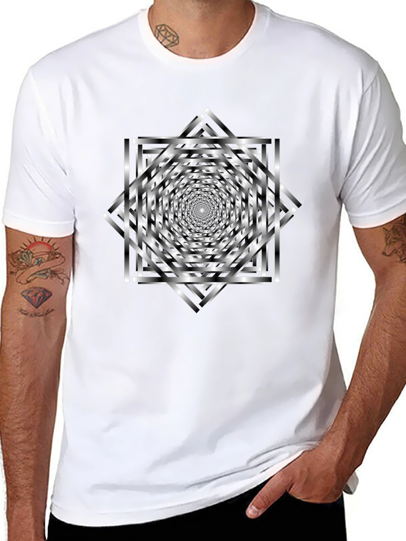 Optical Illusion T-Shirt - Geometric Design