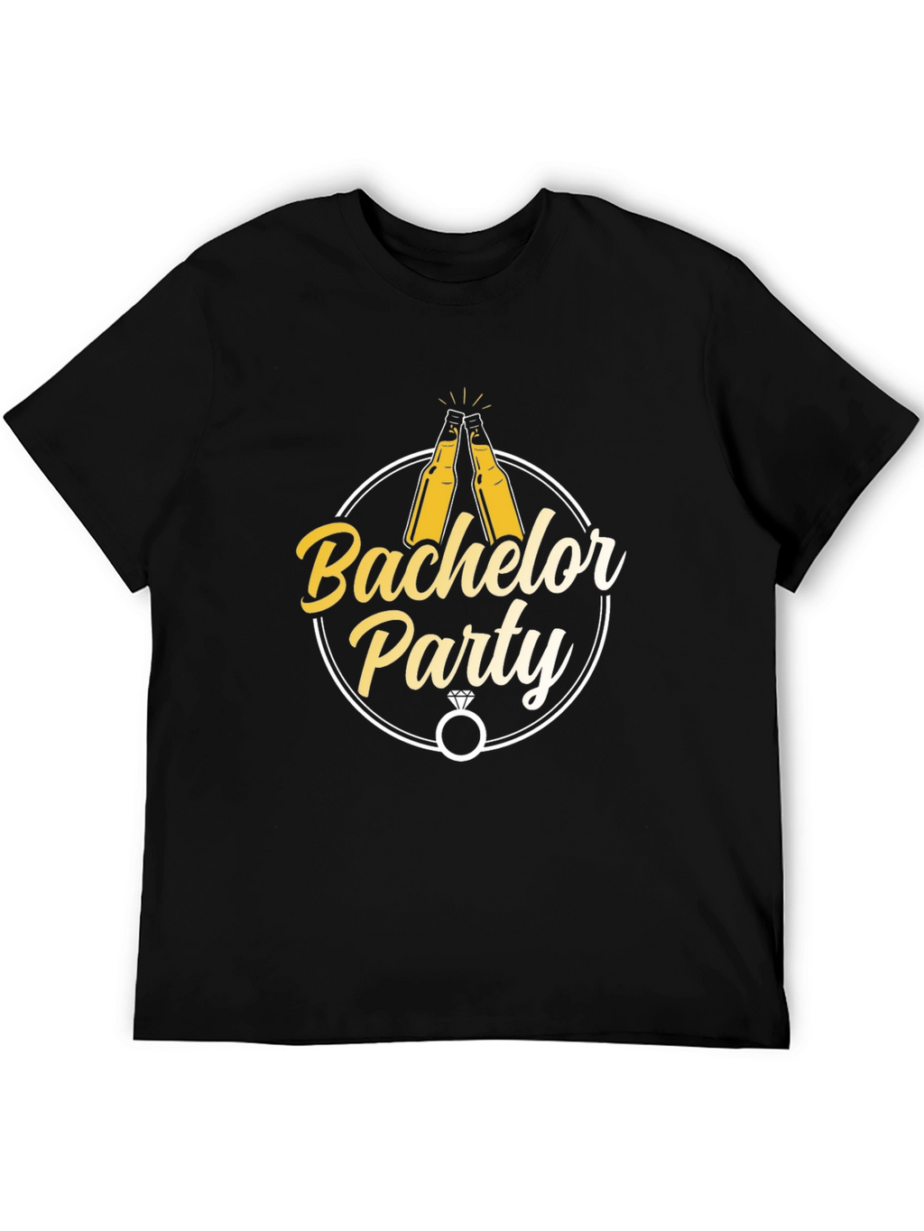Bachelor Party T-Shirt - Cheers & Rings Design