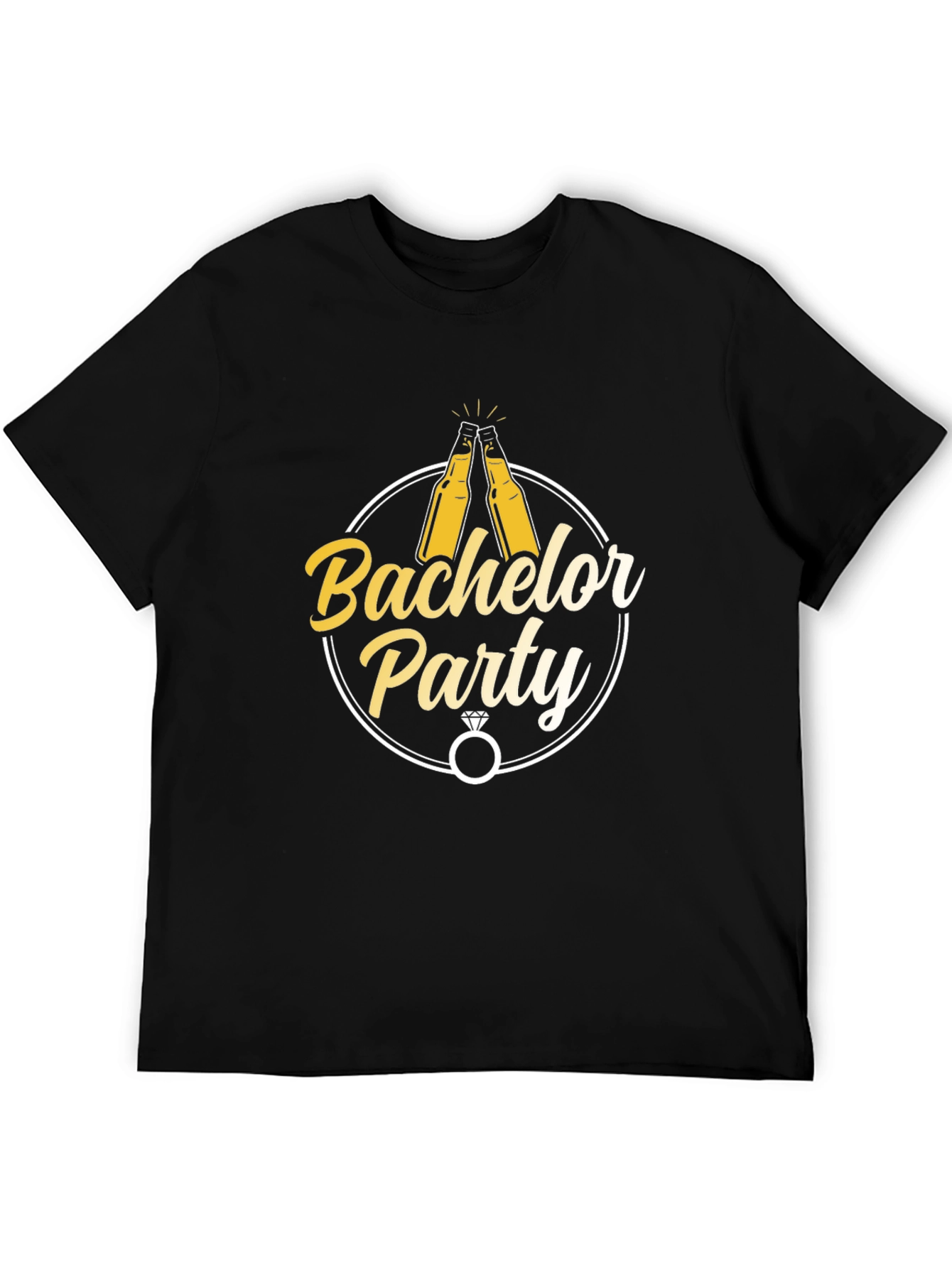 Bachelor Party T-Shirt - Cheers & Rings Design