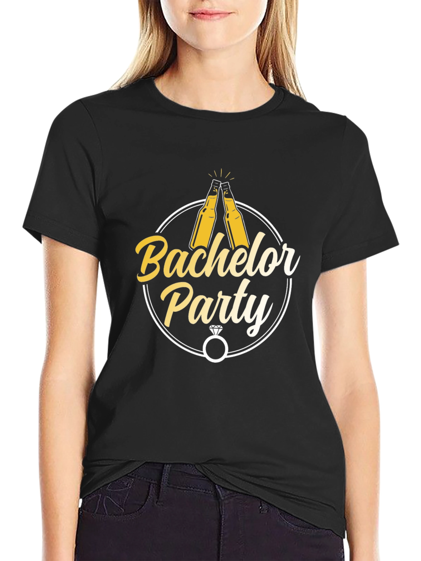 Bachelor Party T-Shirt - Cheers & Rings Design