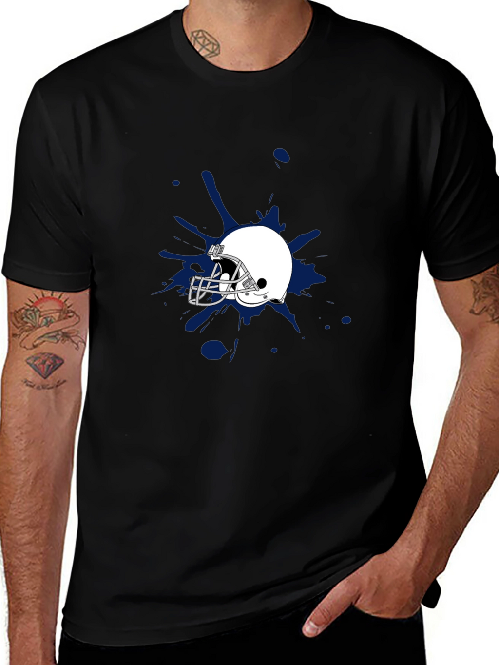 Football Helmet Splash Graphic Tee - Stylish & Unique