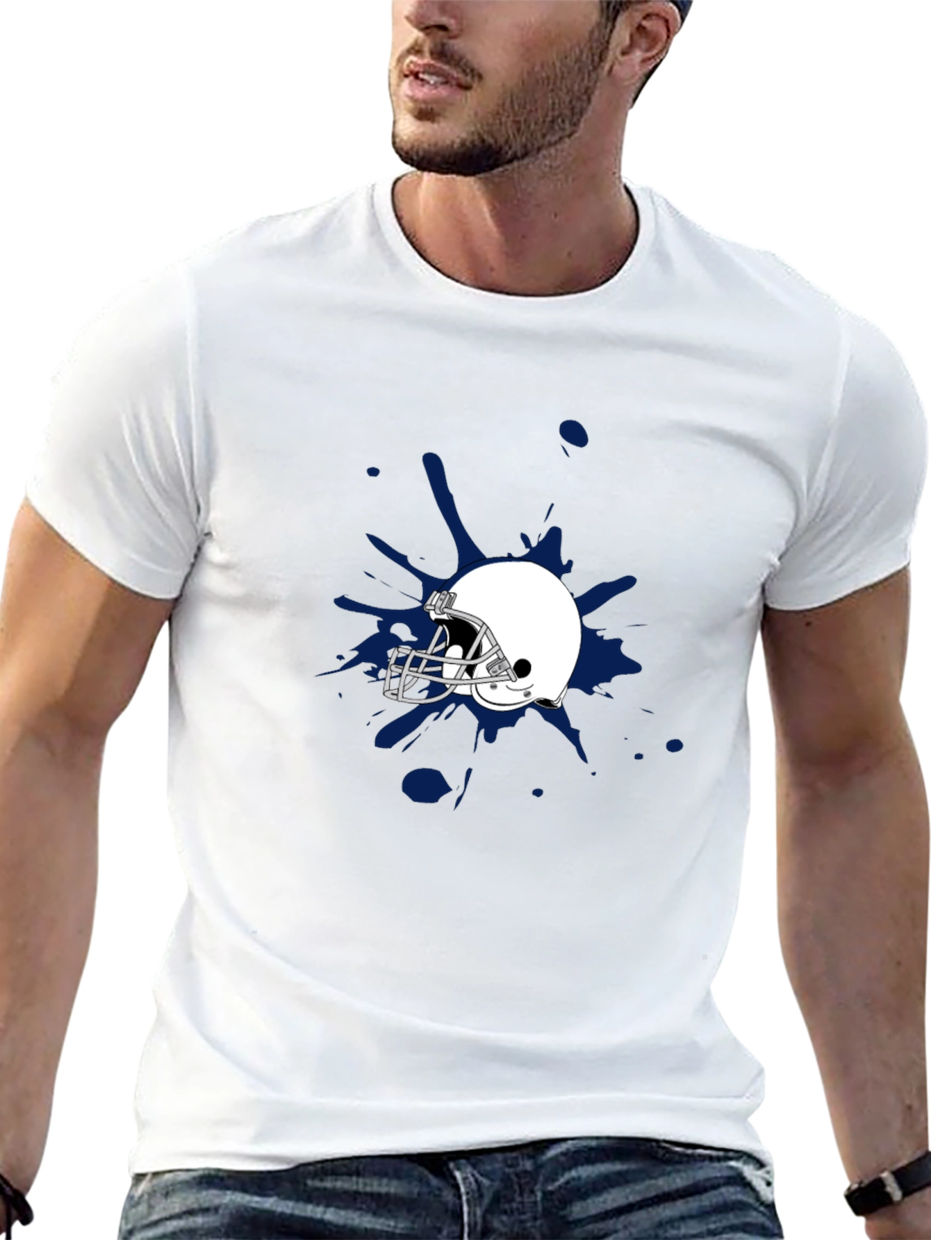 Football Helmet Splash Graphic Tee - Stylish & Unique