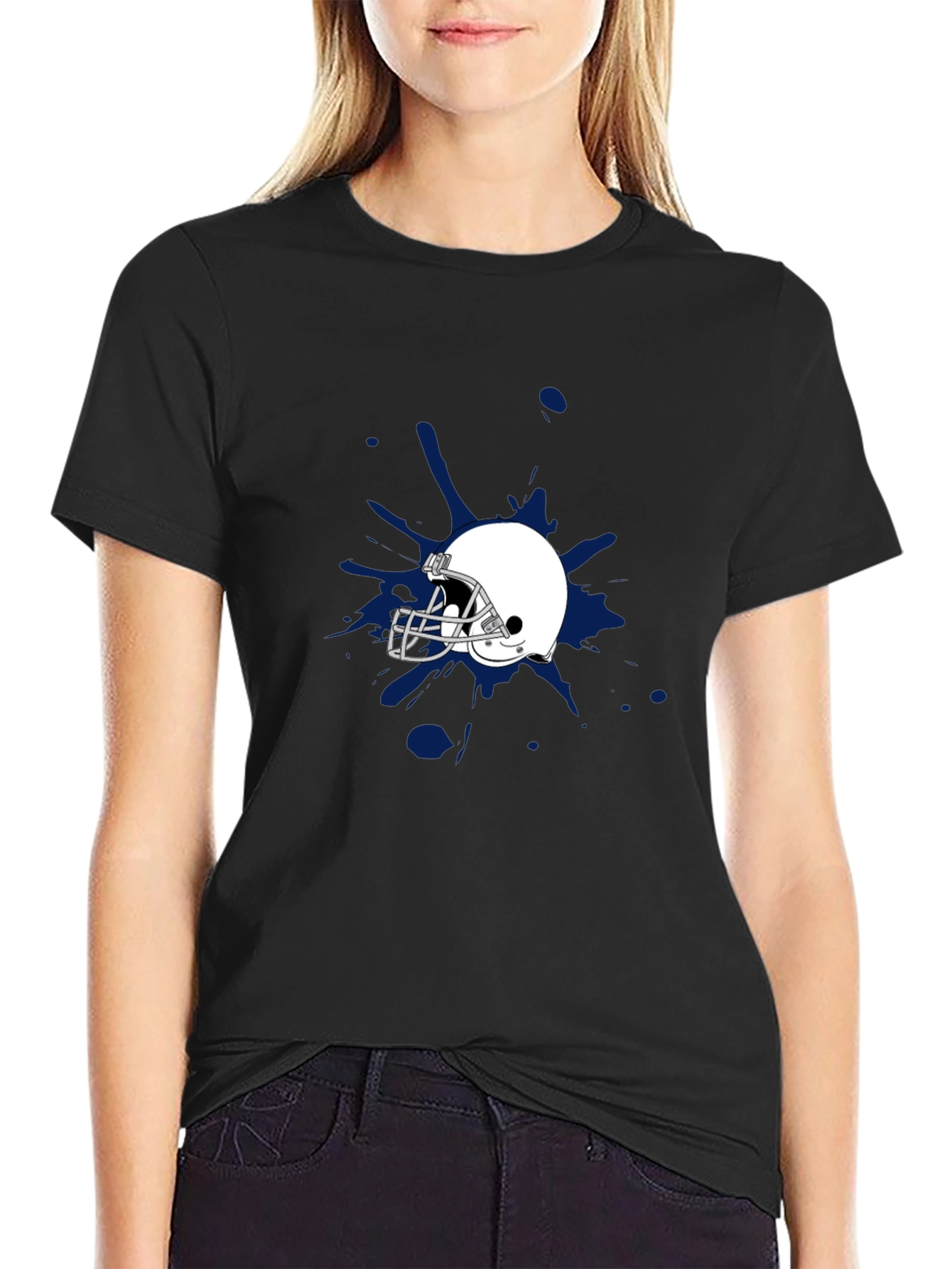 Football Helmet Splash Graphic Tee - Stylish & Unique