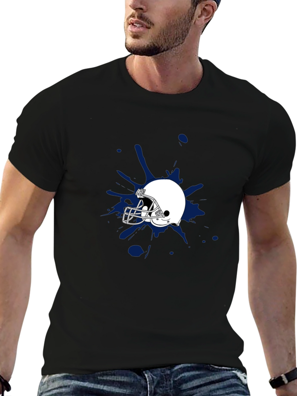 Football Helmet Splash Graphic Tee - Stylish & Unique