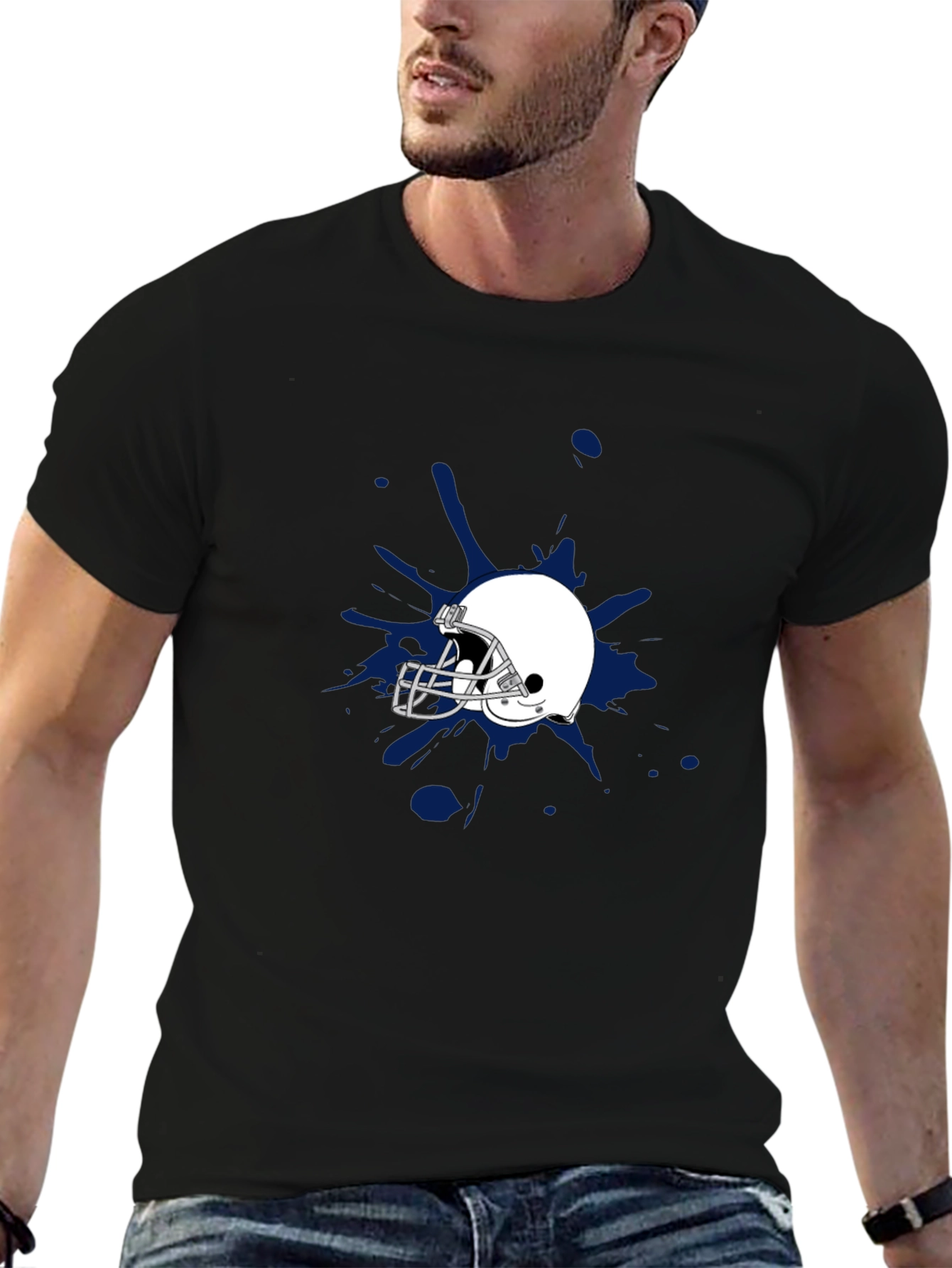 Football Helmet Splash Graphic Tee - Stylish & Unique