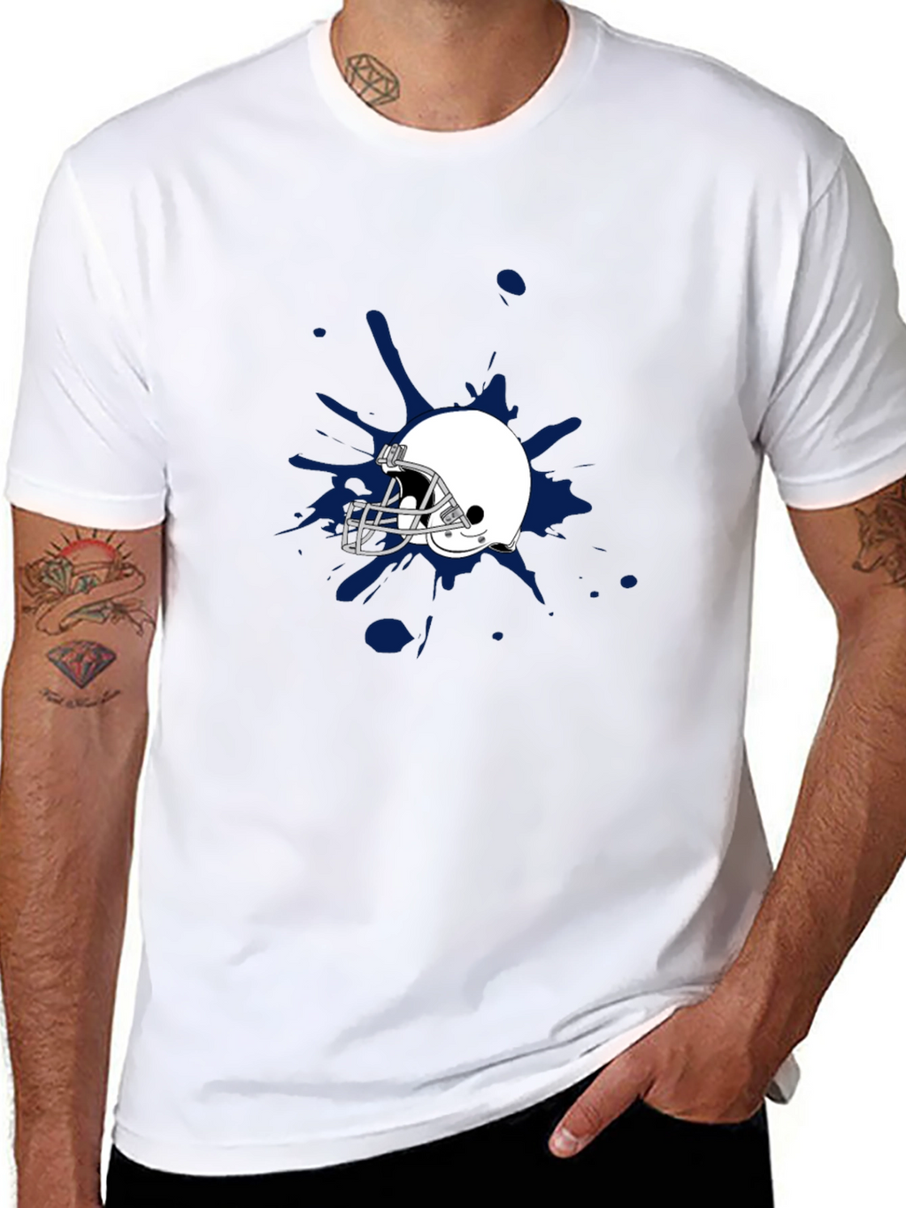 Football Helmet Splash Graphic Tee - Stylish & Unique
