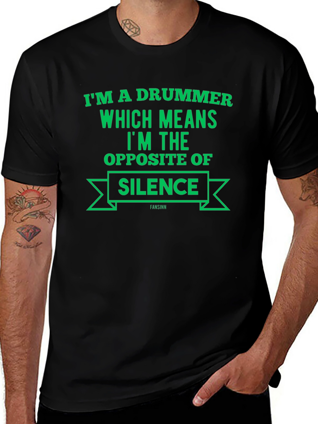 Drummer Opposite of Silence Black T-Shirt