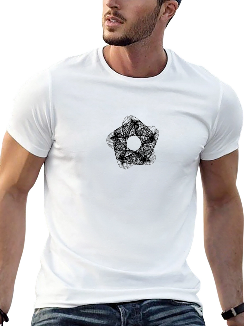 Geometric Print Black T-Shirt