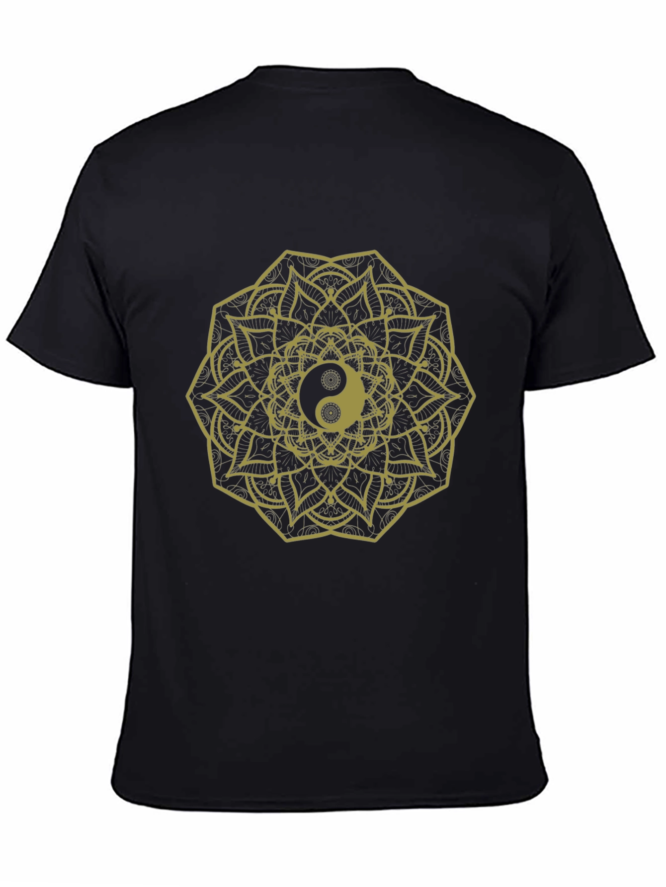 Yin Yang Mandala Graphic Tee - Black Cotton Comfort