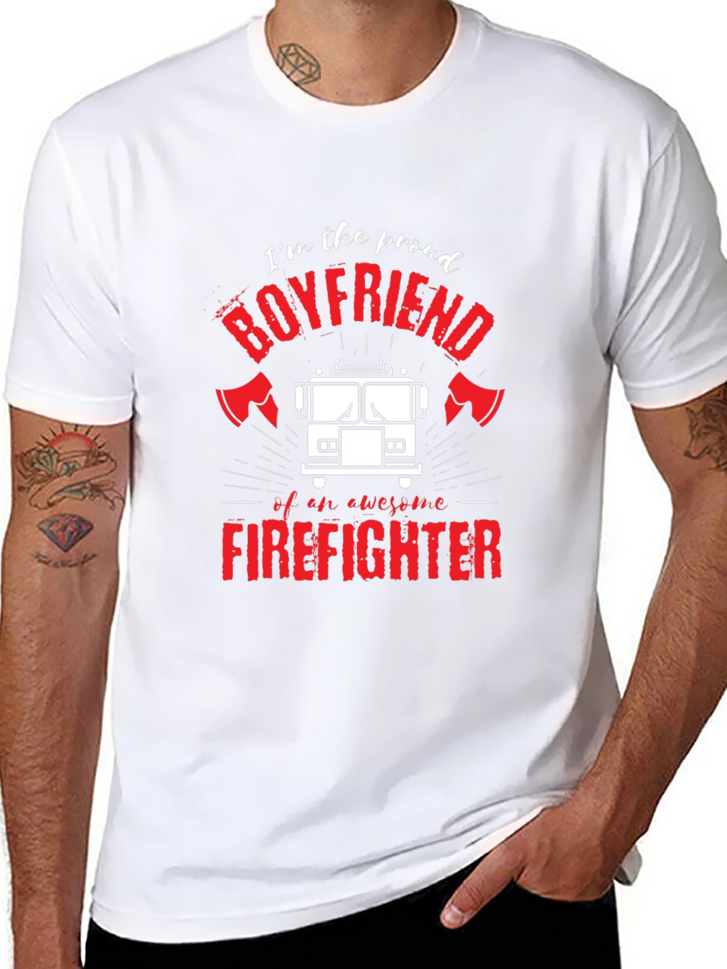 Proud Firefighter Boyfriend Graphic T-Shirt