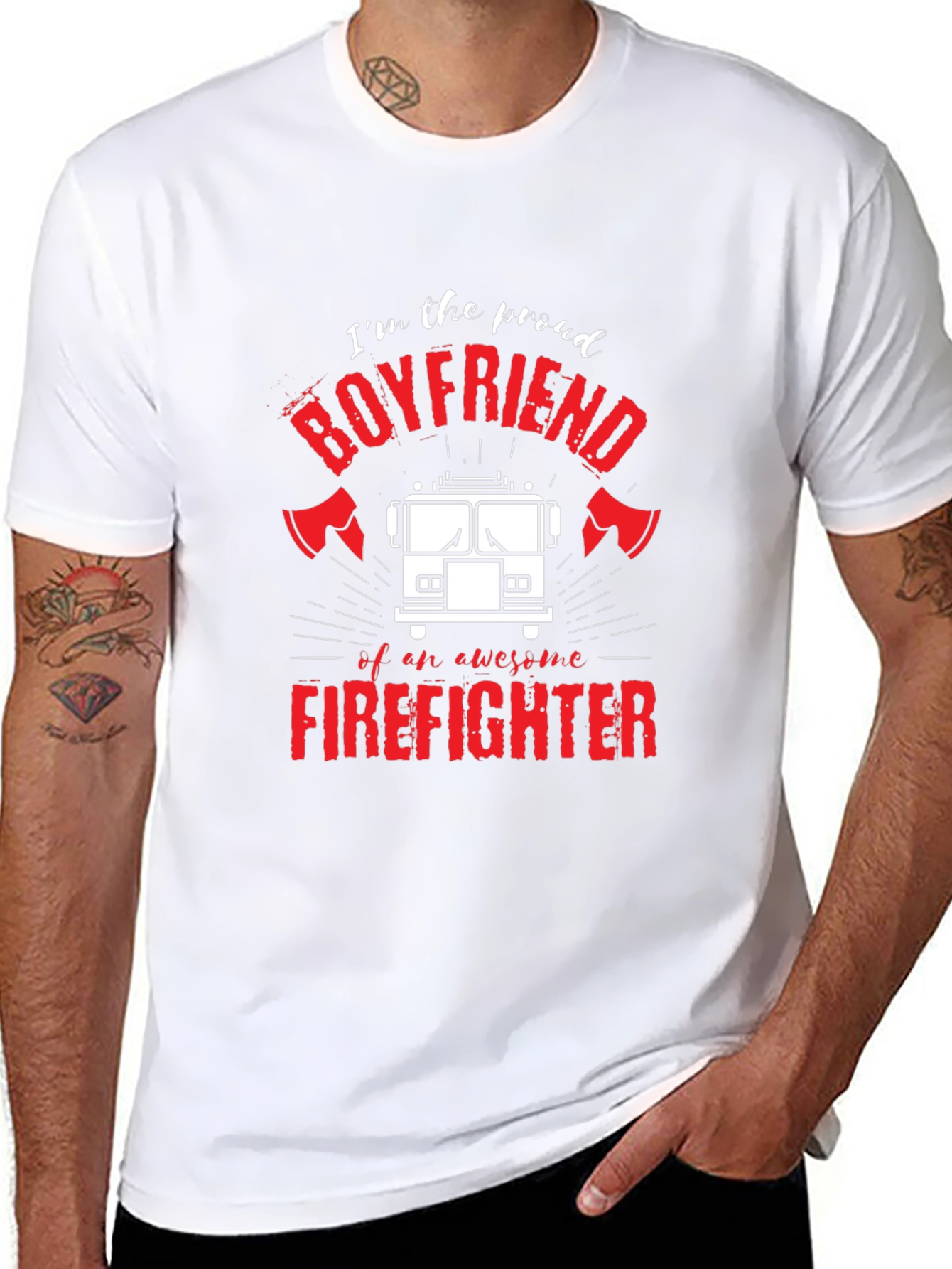 Proud Firefighter Boyfriend Graphic T-Shirt