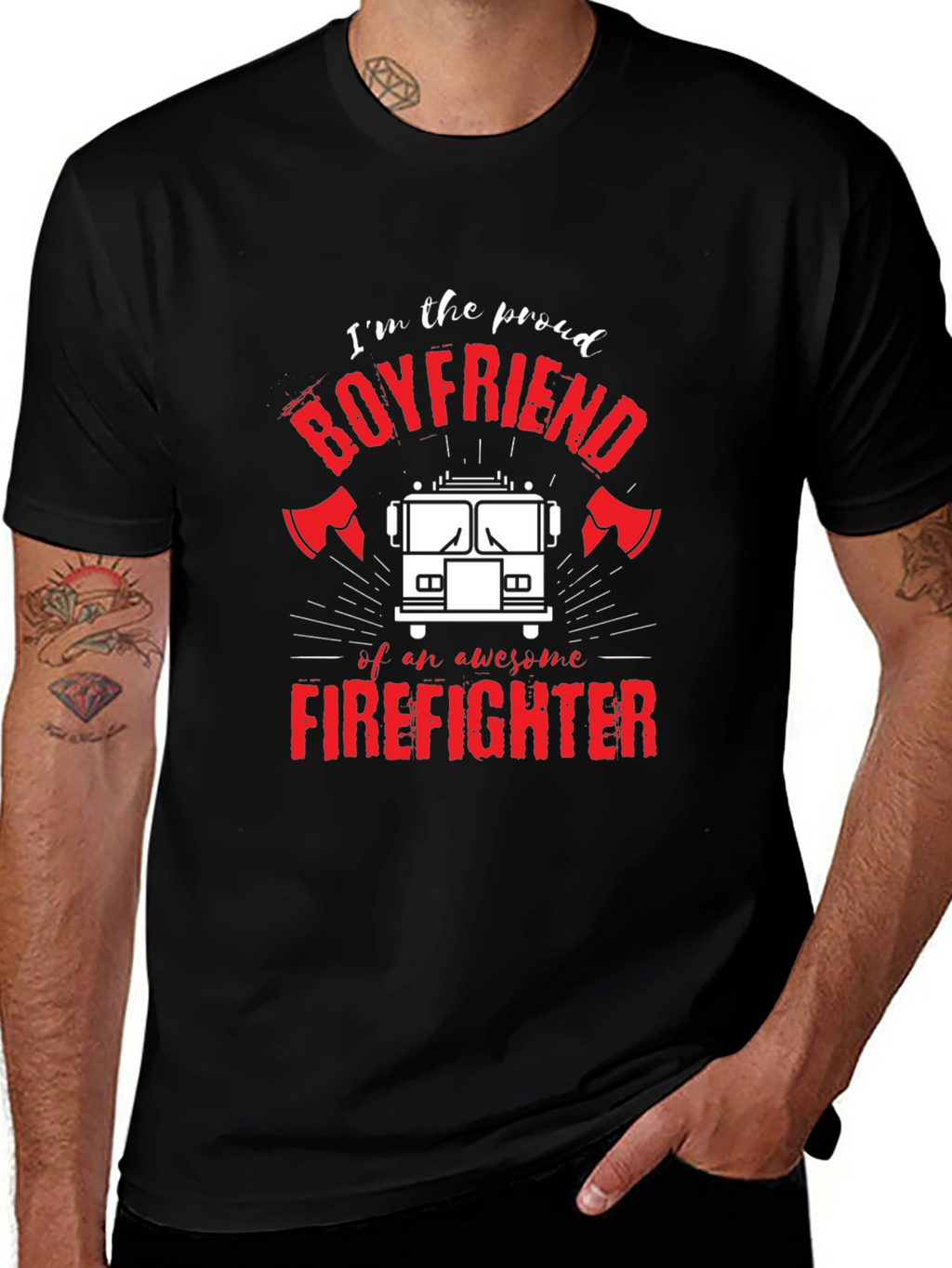 Proud Firefighter Boyfriend Graphic T-Shirt