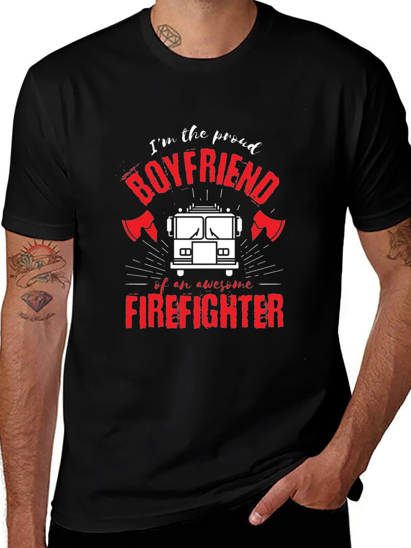 Proud Firefighter Boyfriend Graphic T-Shirt