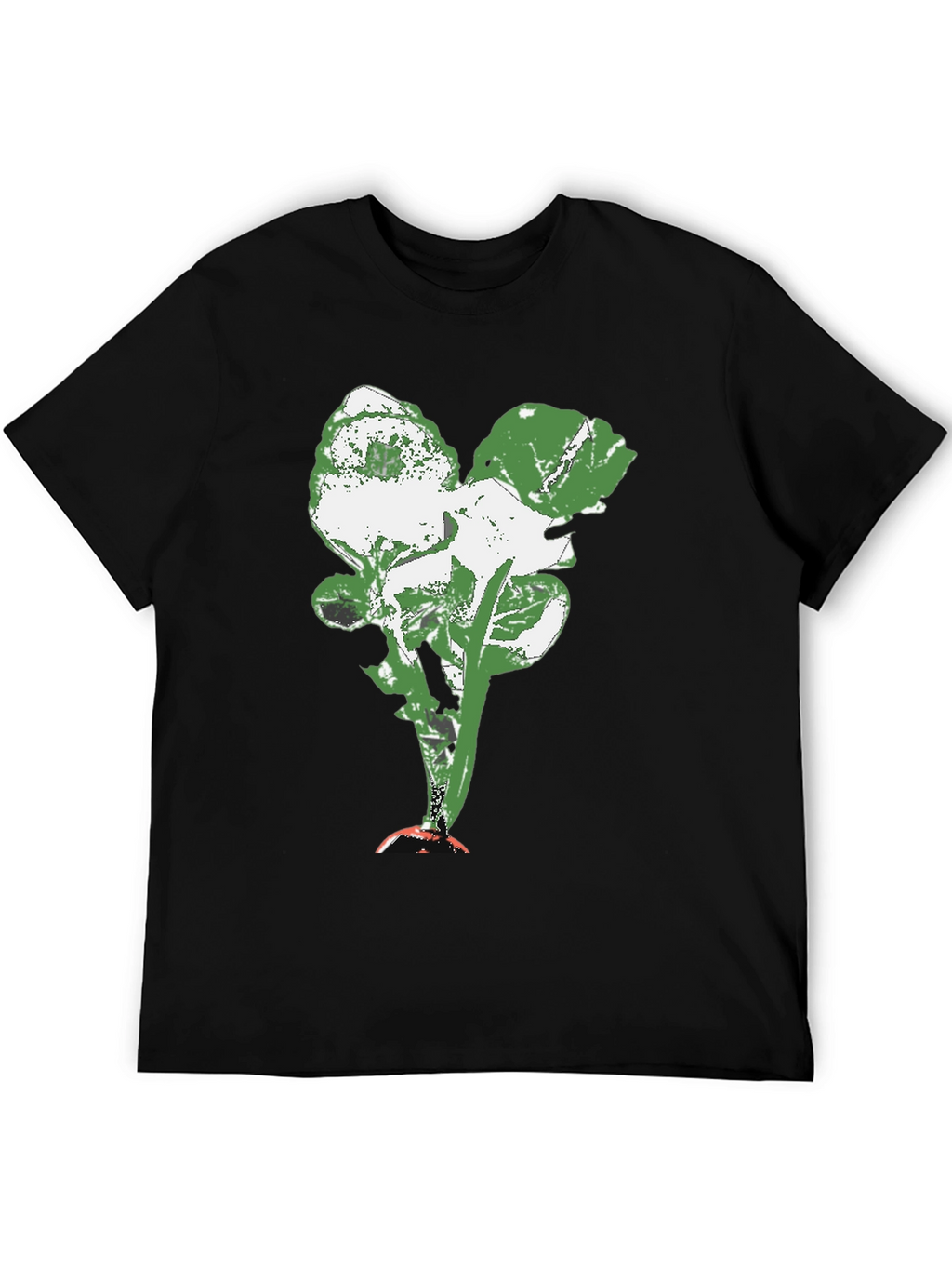 Abstract Floral Print Black Crew Neck T-Shirt