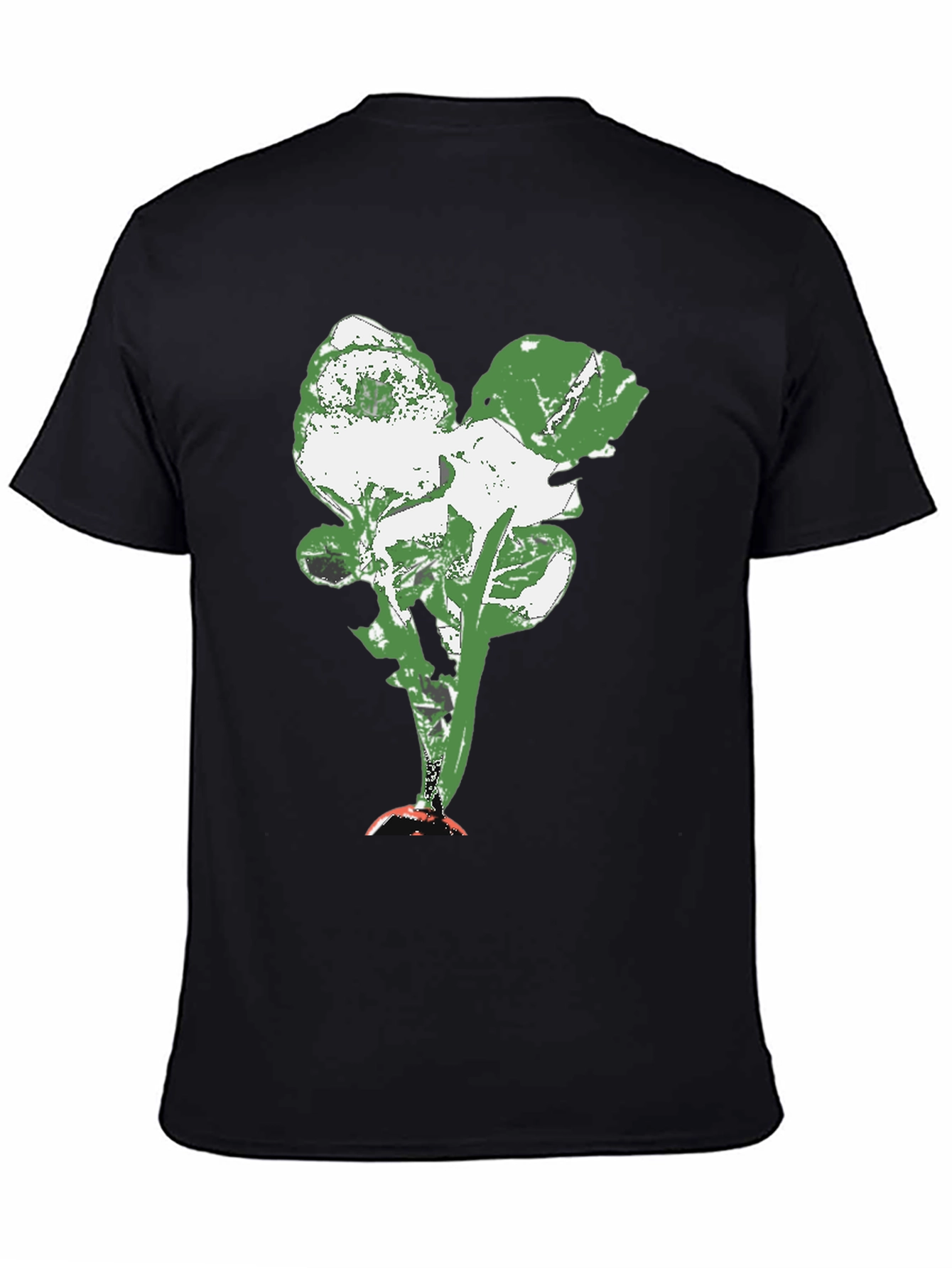 Abstract Floral Print Black Crew Neck T-Shirt