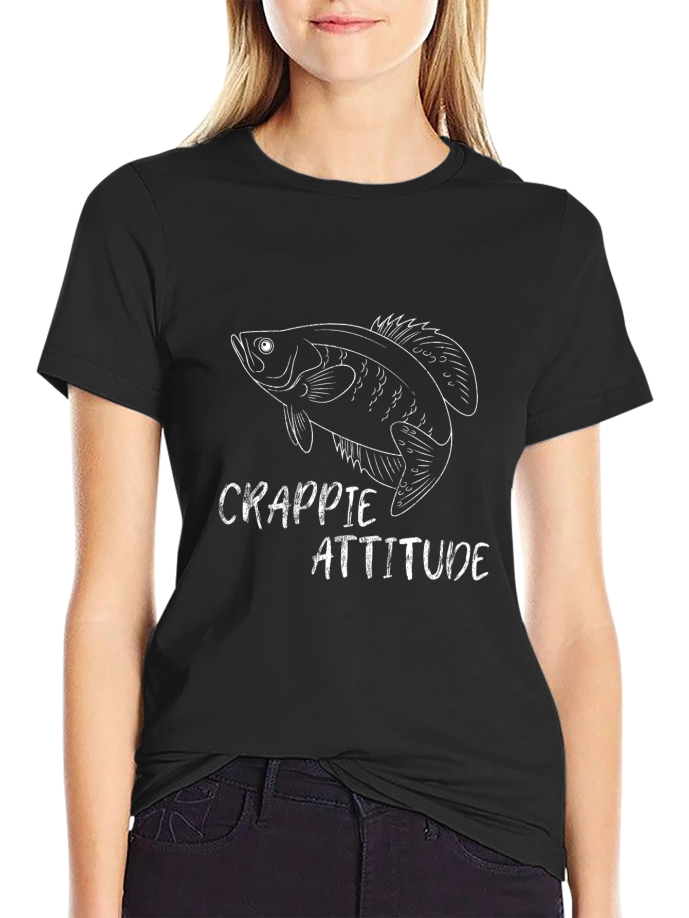 Crappie Attitude Black T-Shirt - Fishing Apparel