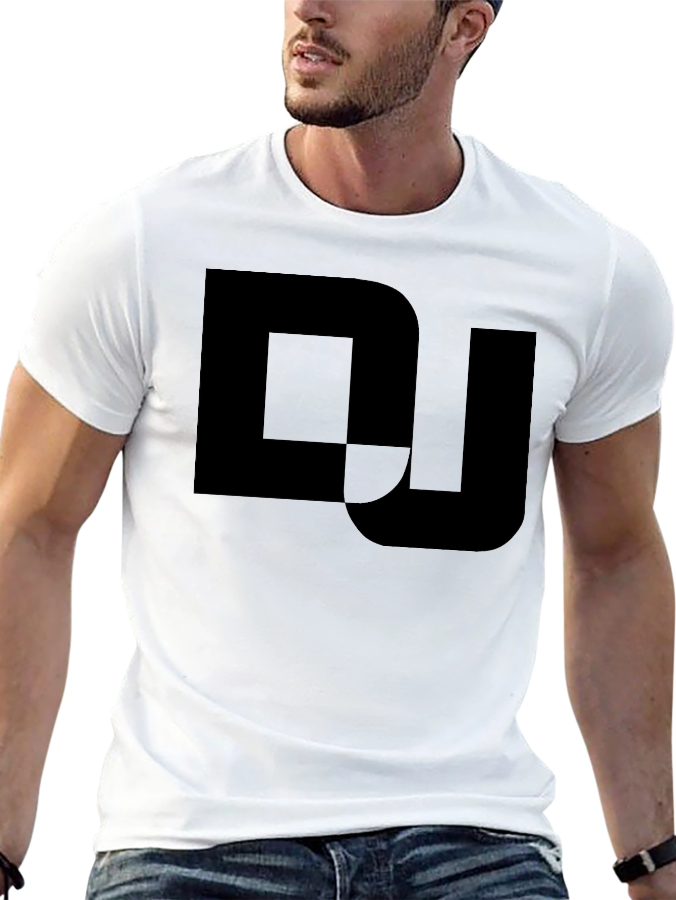 Mens Black Graphic Tee - DJ Logo Design