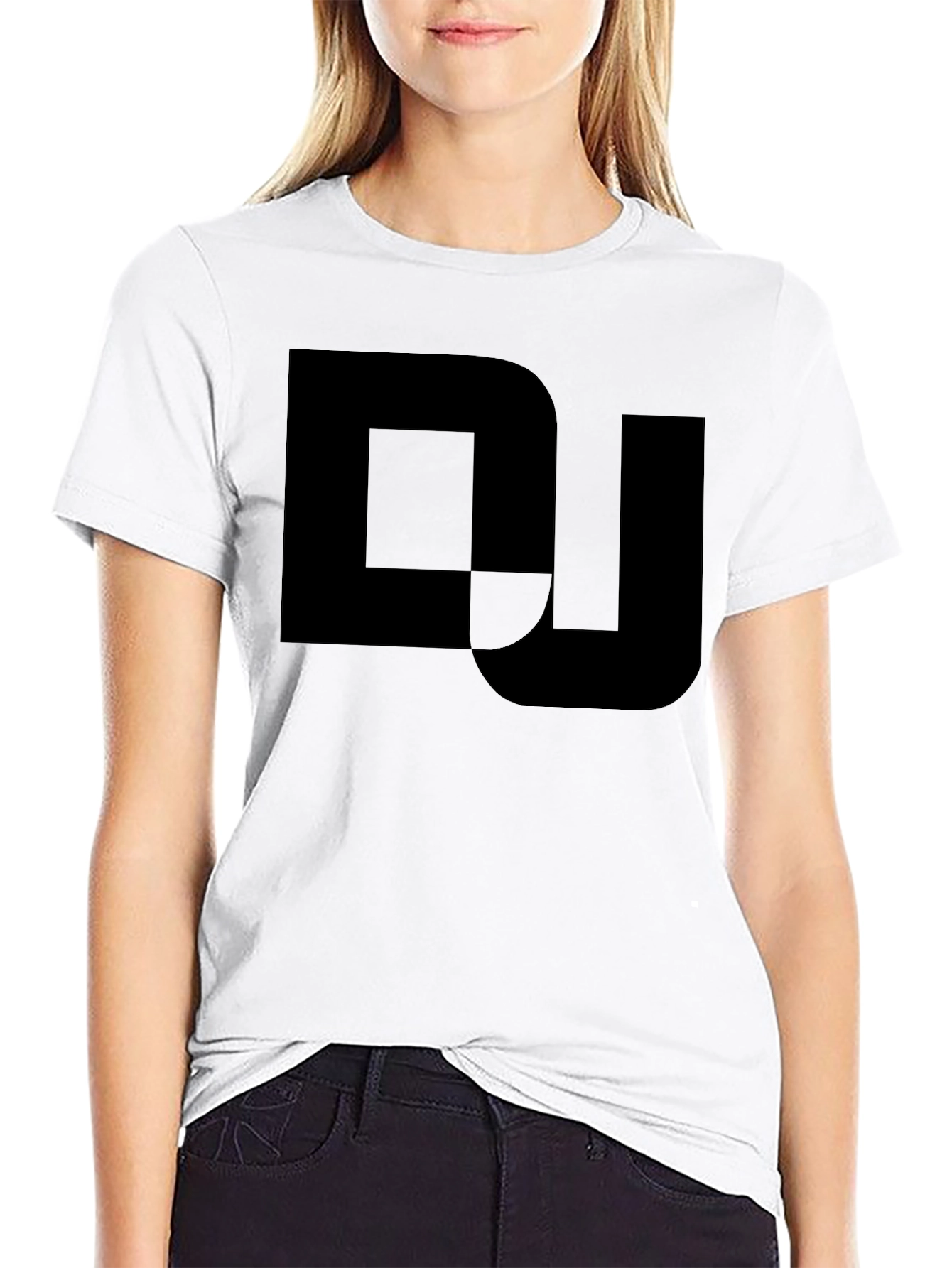 Mens Black Graphic Tee - DJ Logo Design