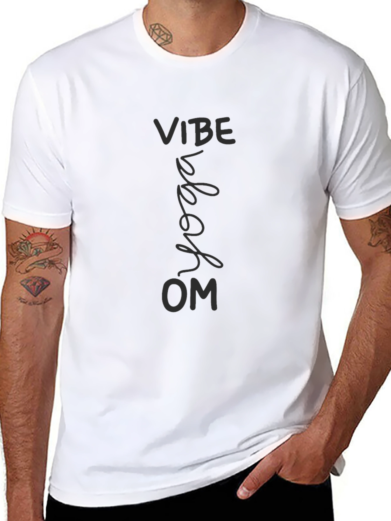 Mens Black Vibe Yoga Om Graphic Tee