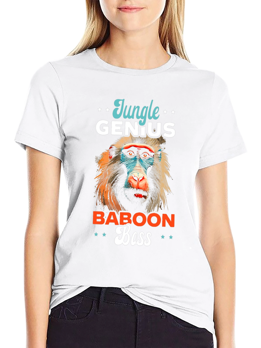 Jungle Genius Baboon Boss Graphic T-Shirt