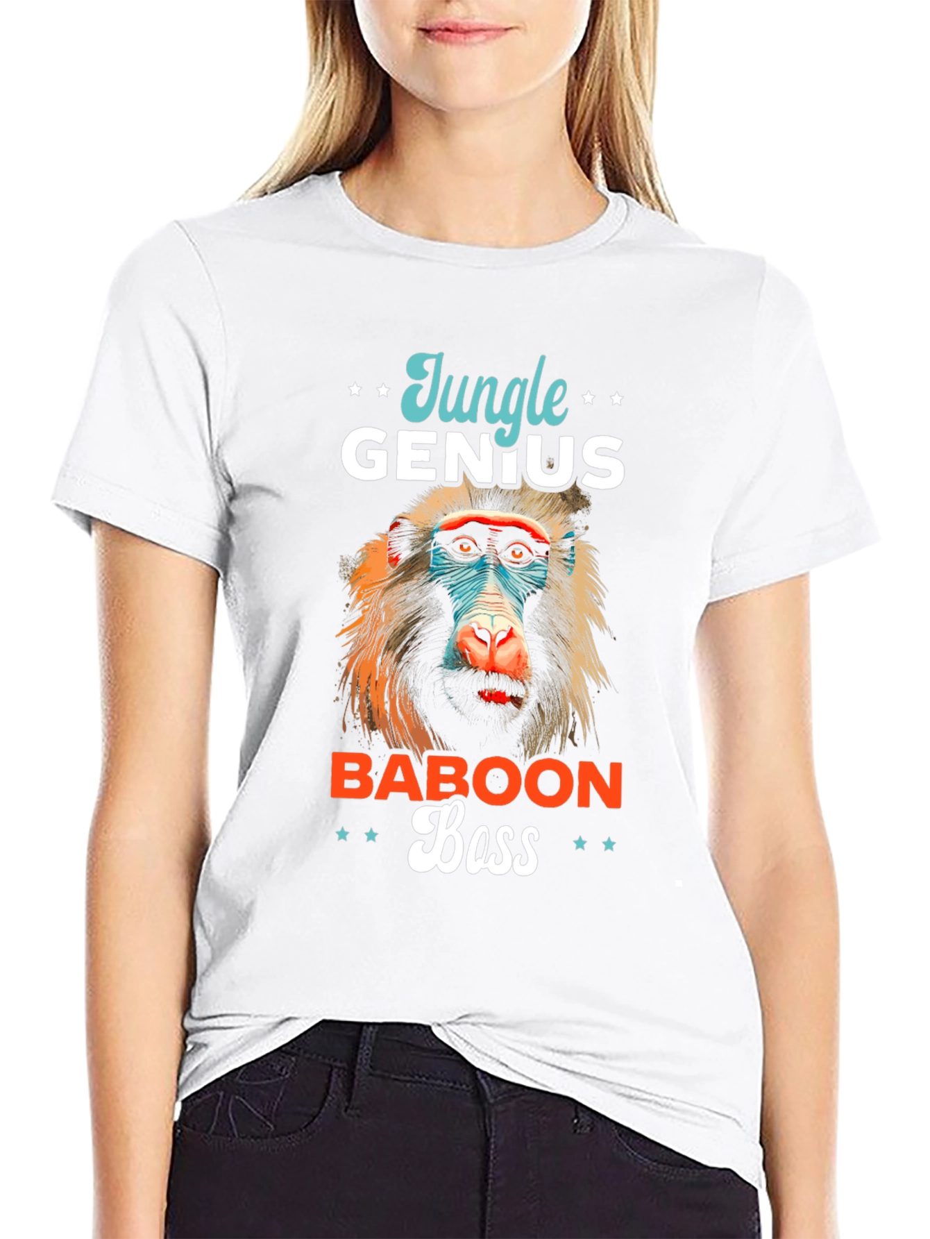Jungle Genius Baboon Boss Graphic T-Shirt