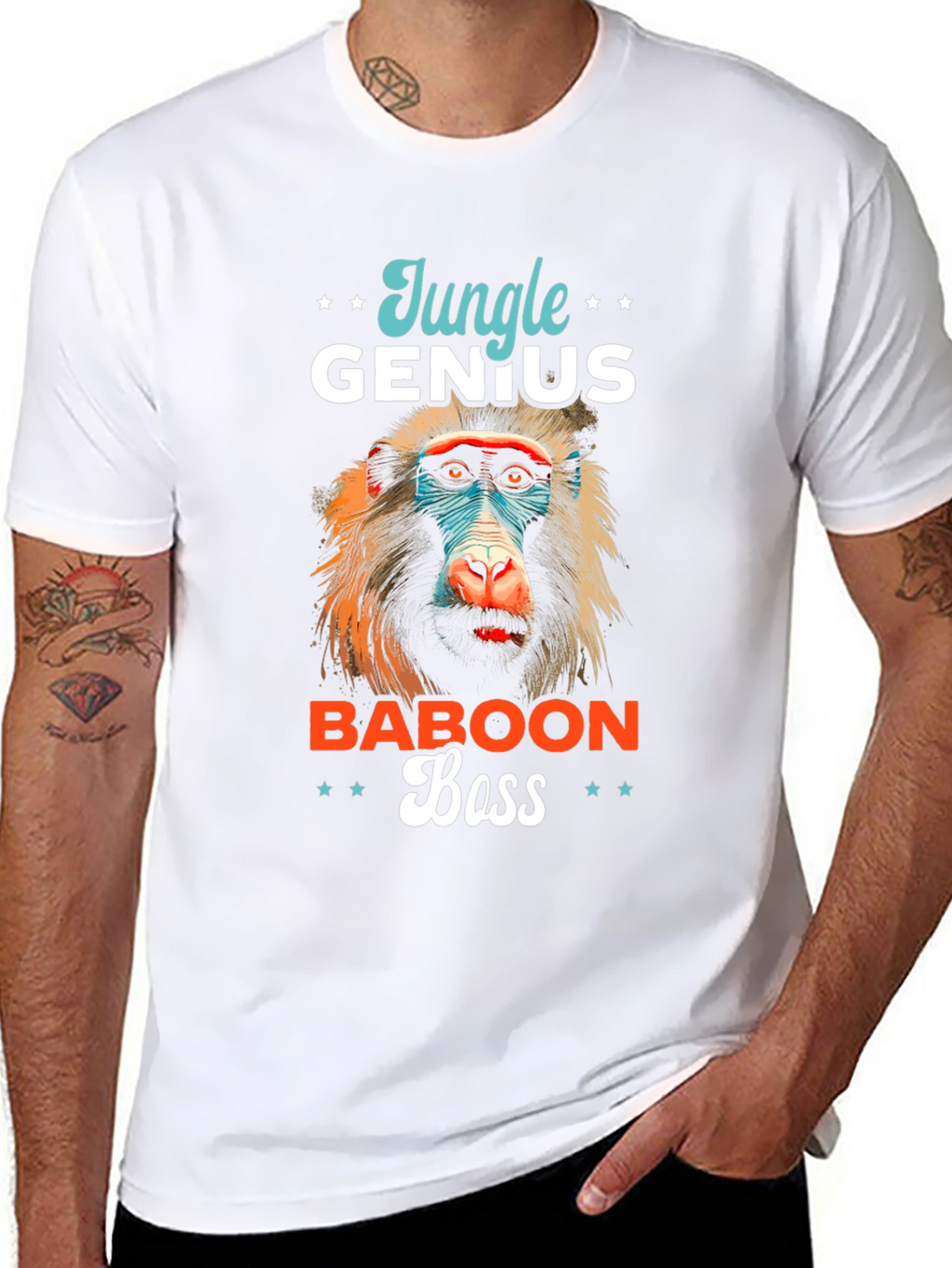 Jungle Genius Baboon Boss Graphic T-Shirt