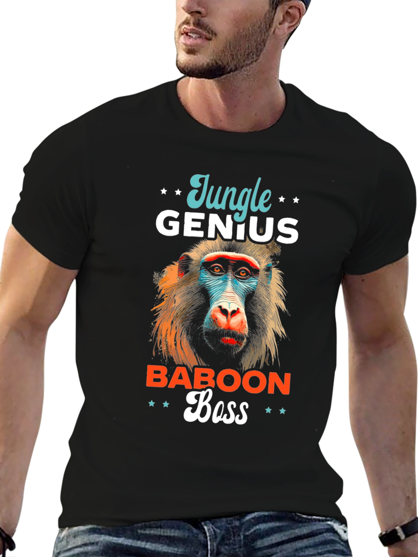 Jungle Genius Baboon Boss Graphic T-Shirt