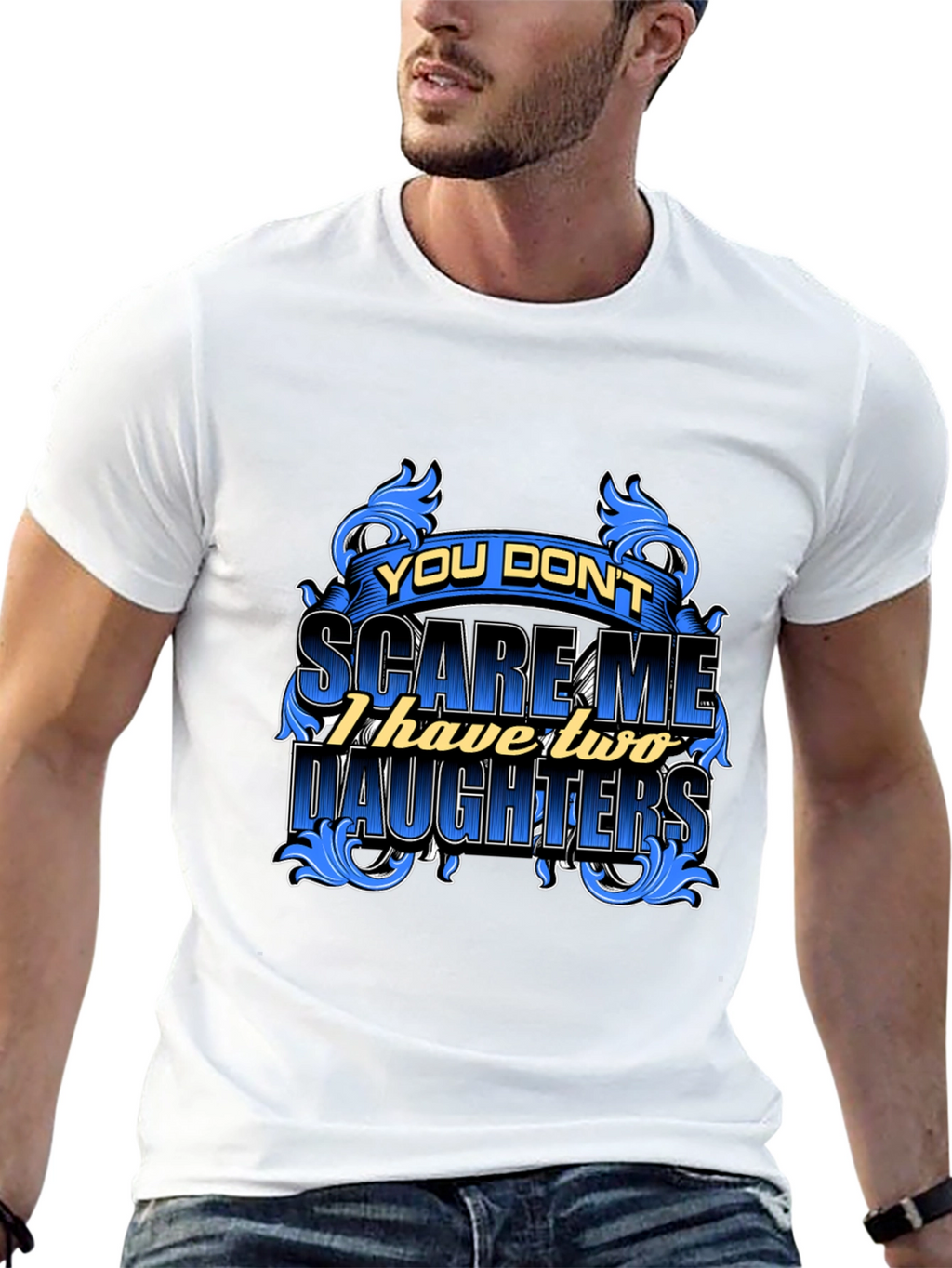 Dad Two Daughters Graphic Tee