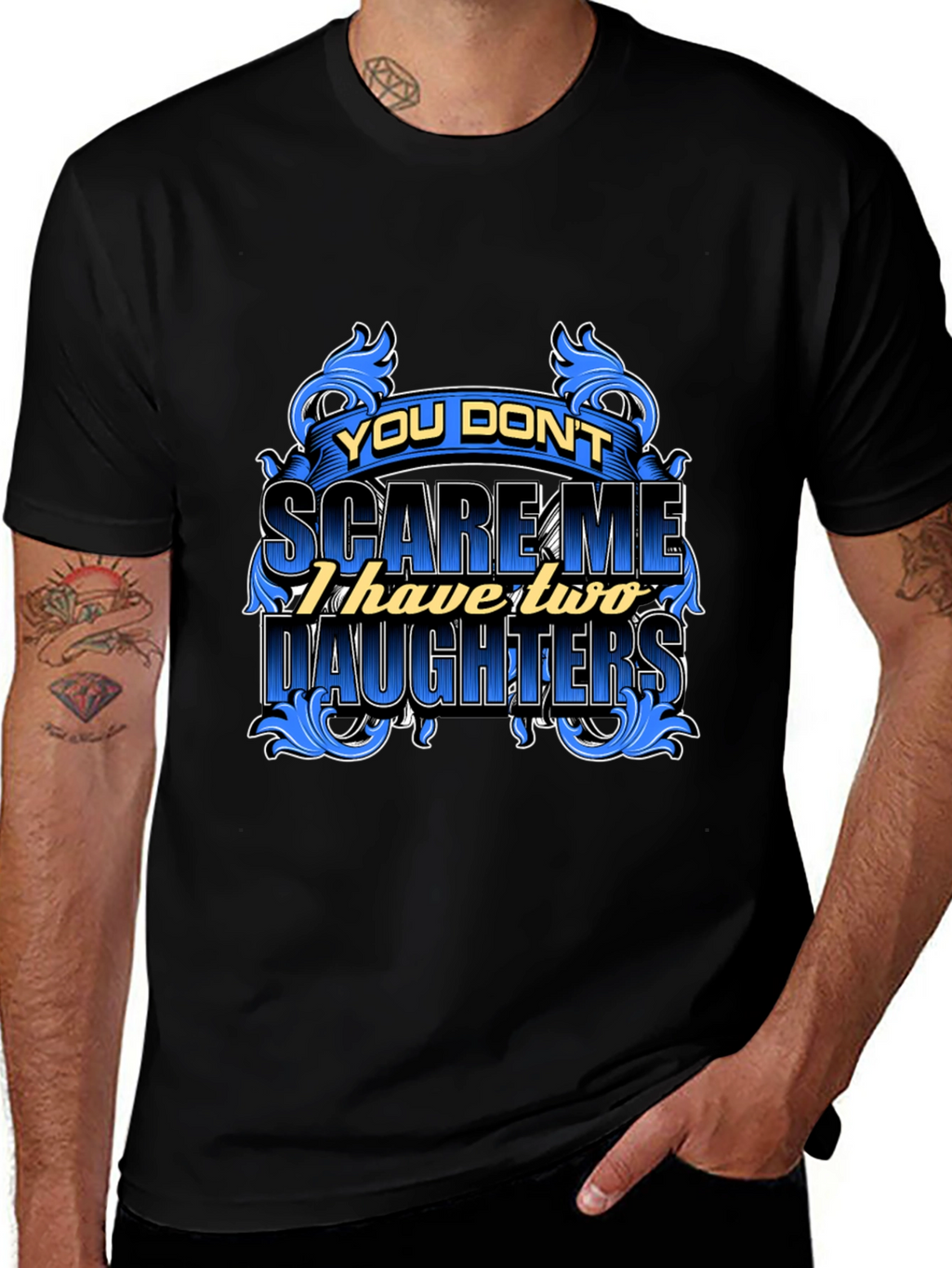Dad Two Daughters Graphic Tee
