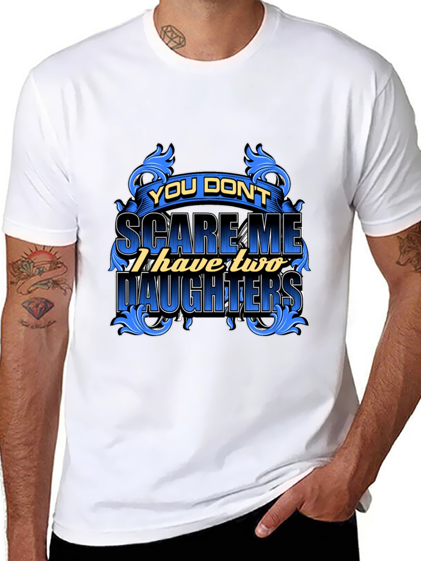 Dad Two Daughters Graphic Tee
