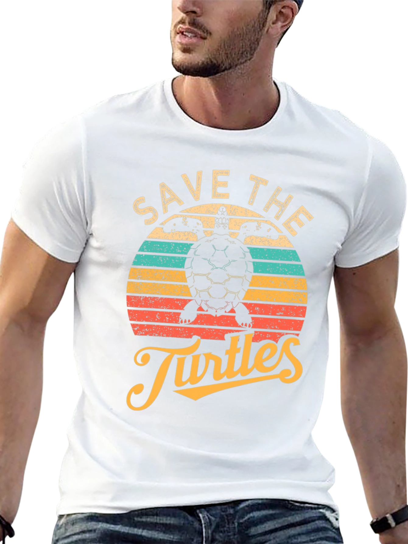 Save the Turtles Black Graphic T-Shirt