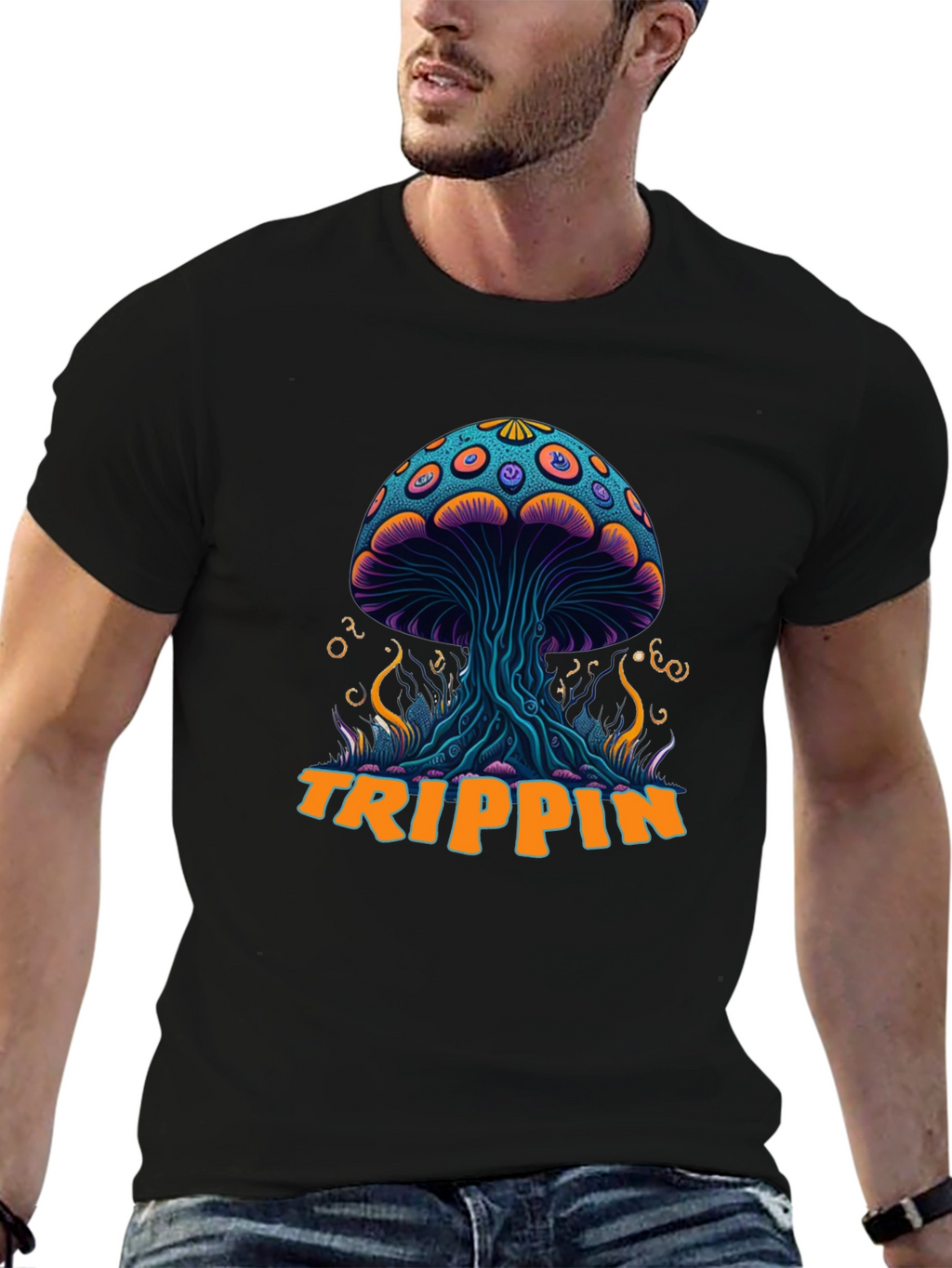 Trippin Mushroom Graphic T-Shirt - Psychedelic Style
