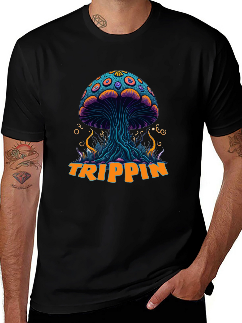 Trippin Mushroom Graphic T-Shirt - Psychedelic Style
