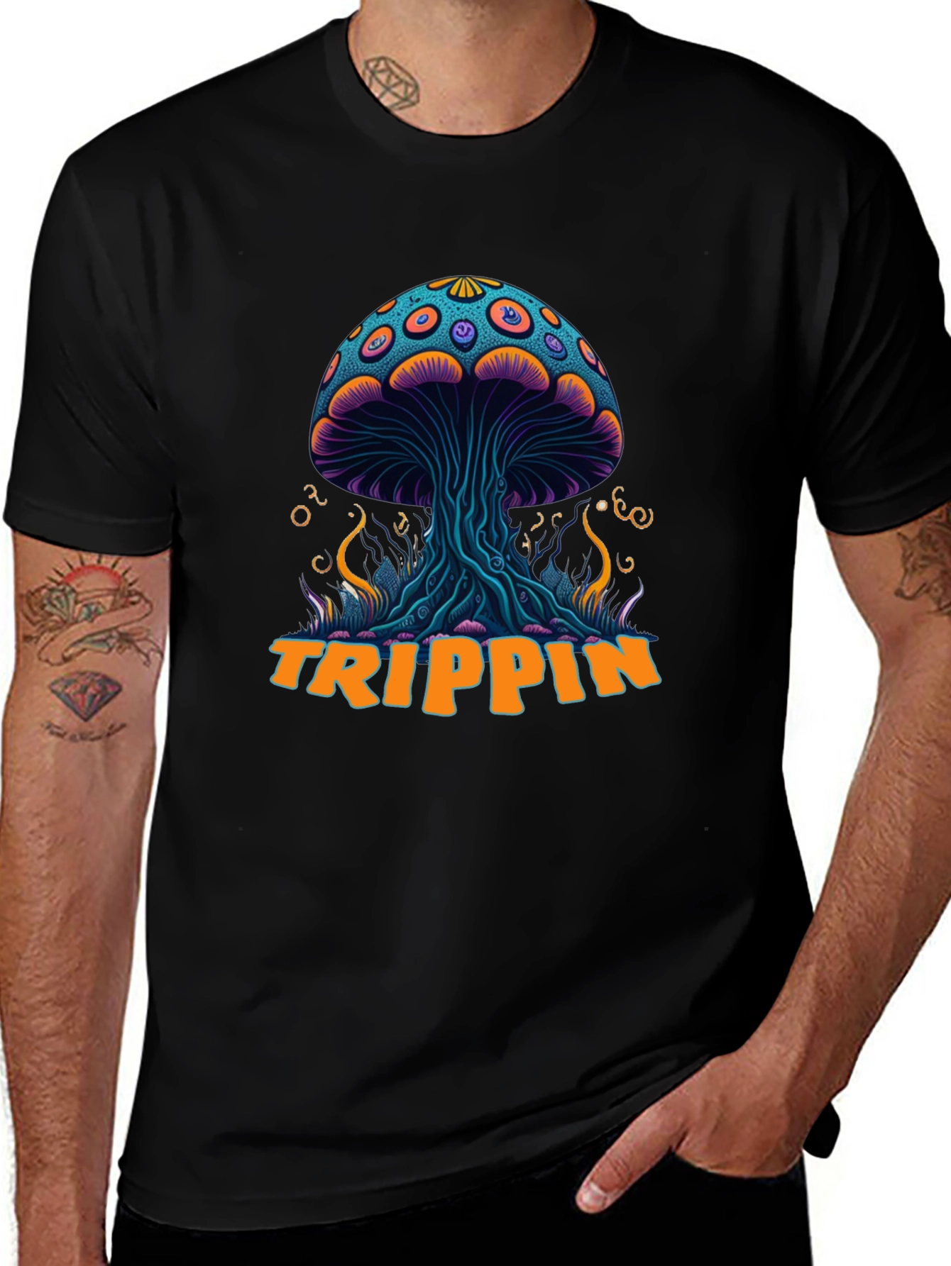 Trippin Mushroom Graphic T-Shirt - Psychedelic Style