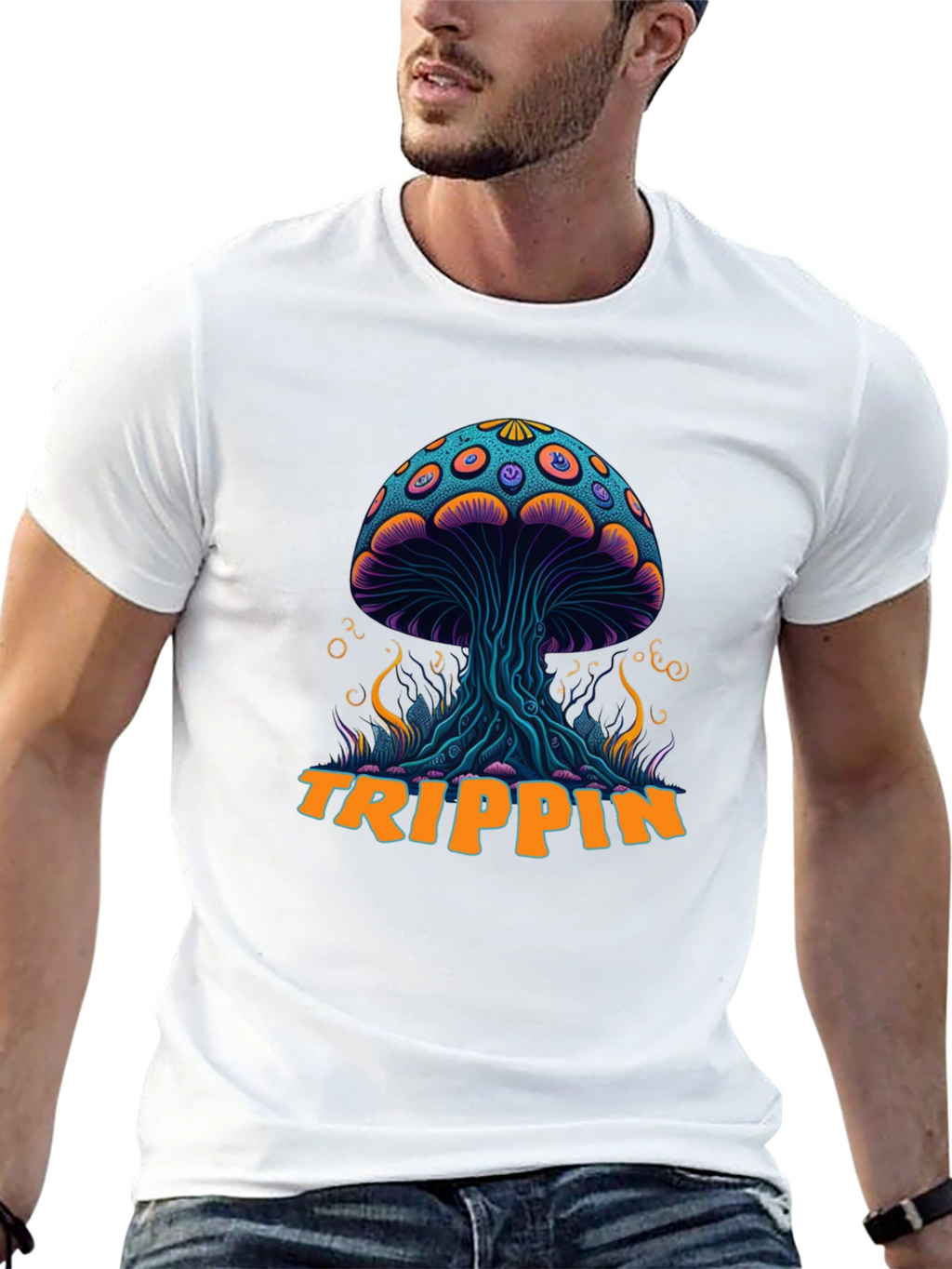 Trippin Mushroom Graphic T-Shirt - Psychedelic Style