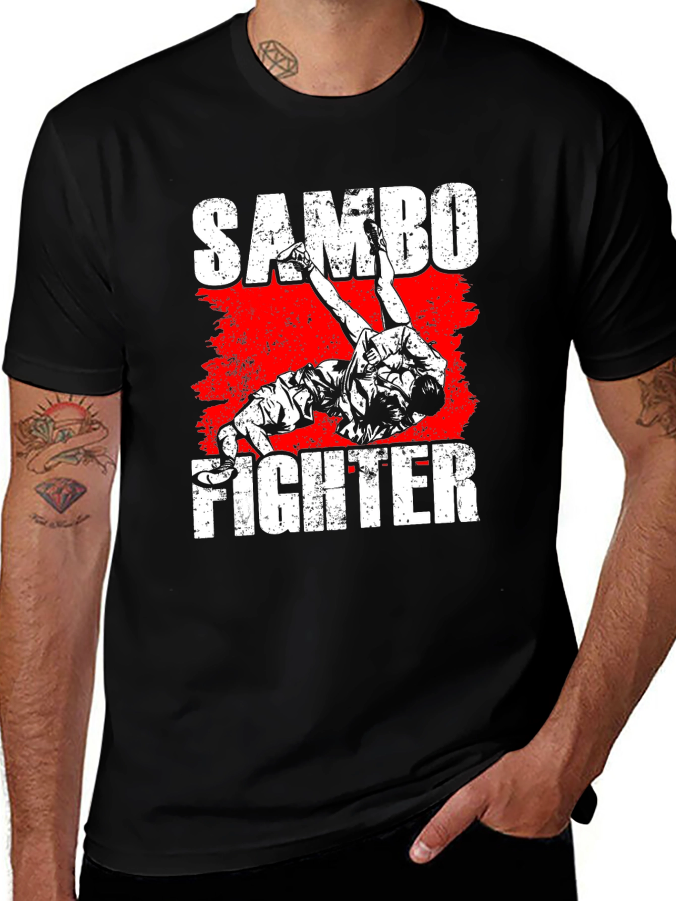 Sambo Fighter Graphic T-Shirt - Black