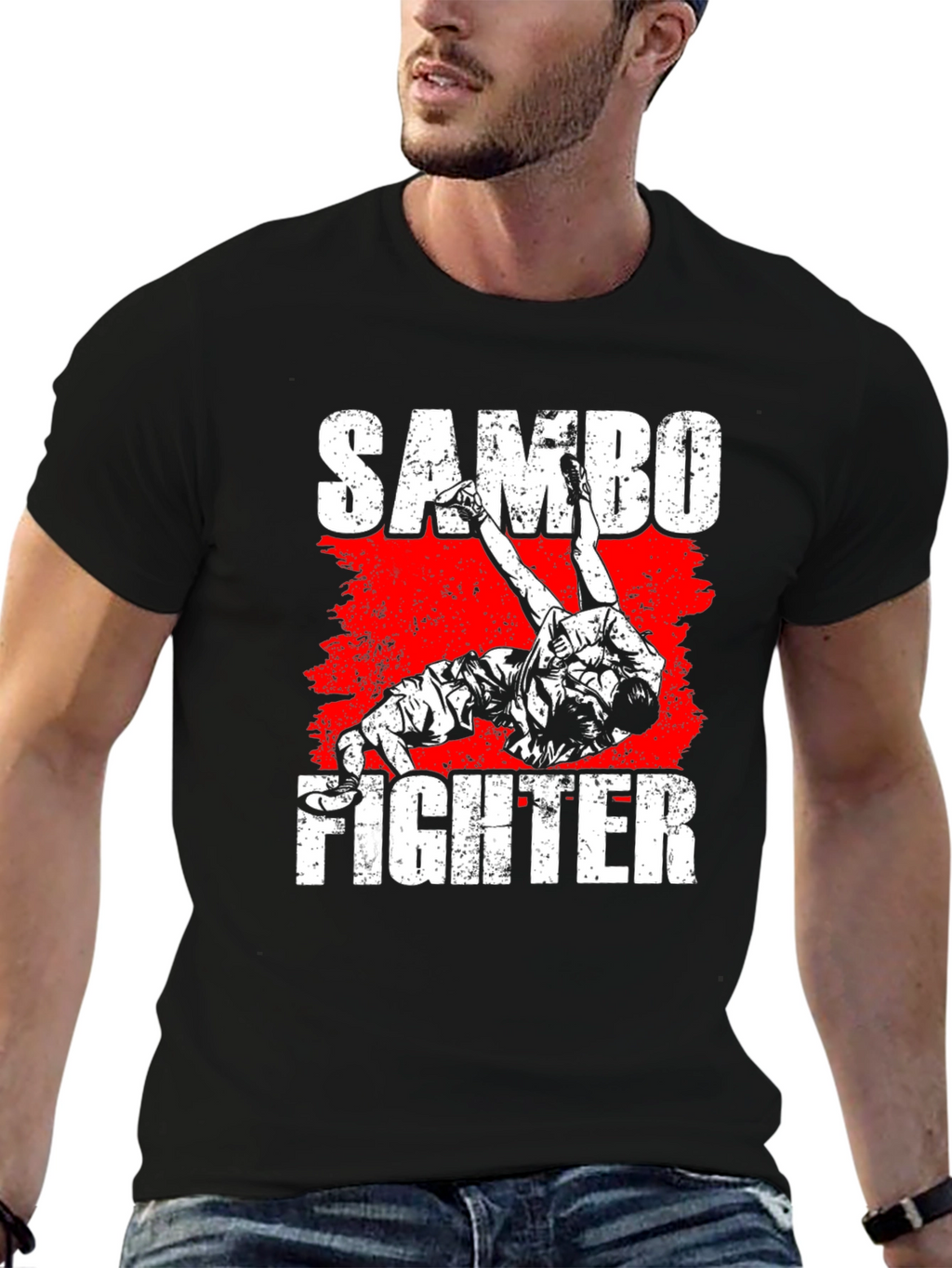 Sambo Fighter Graphic T-Shirt - Black