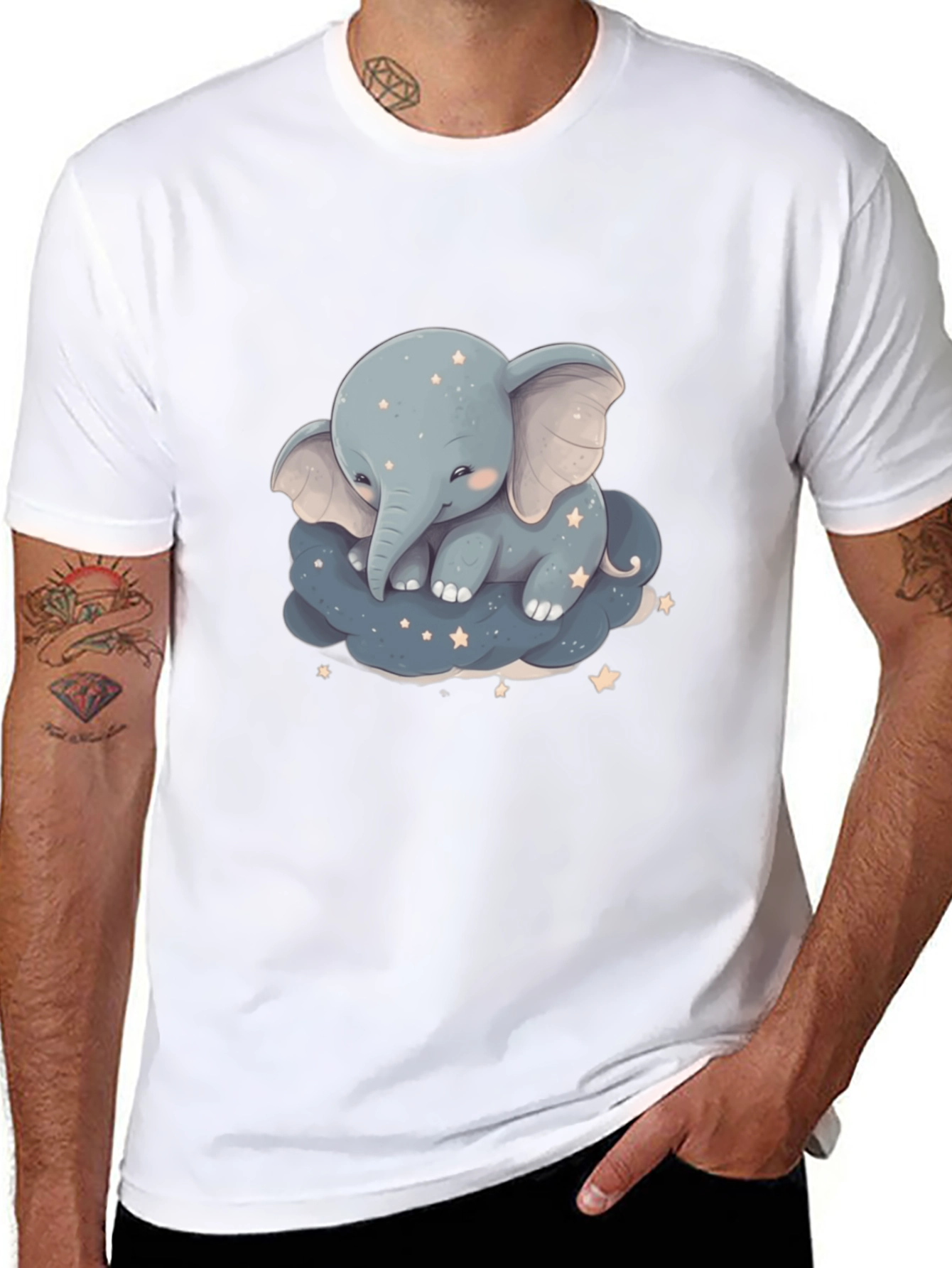 Cute Elephant On Cloud Graphic Tee