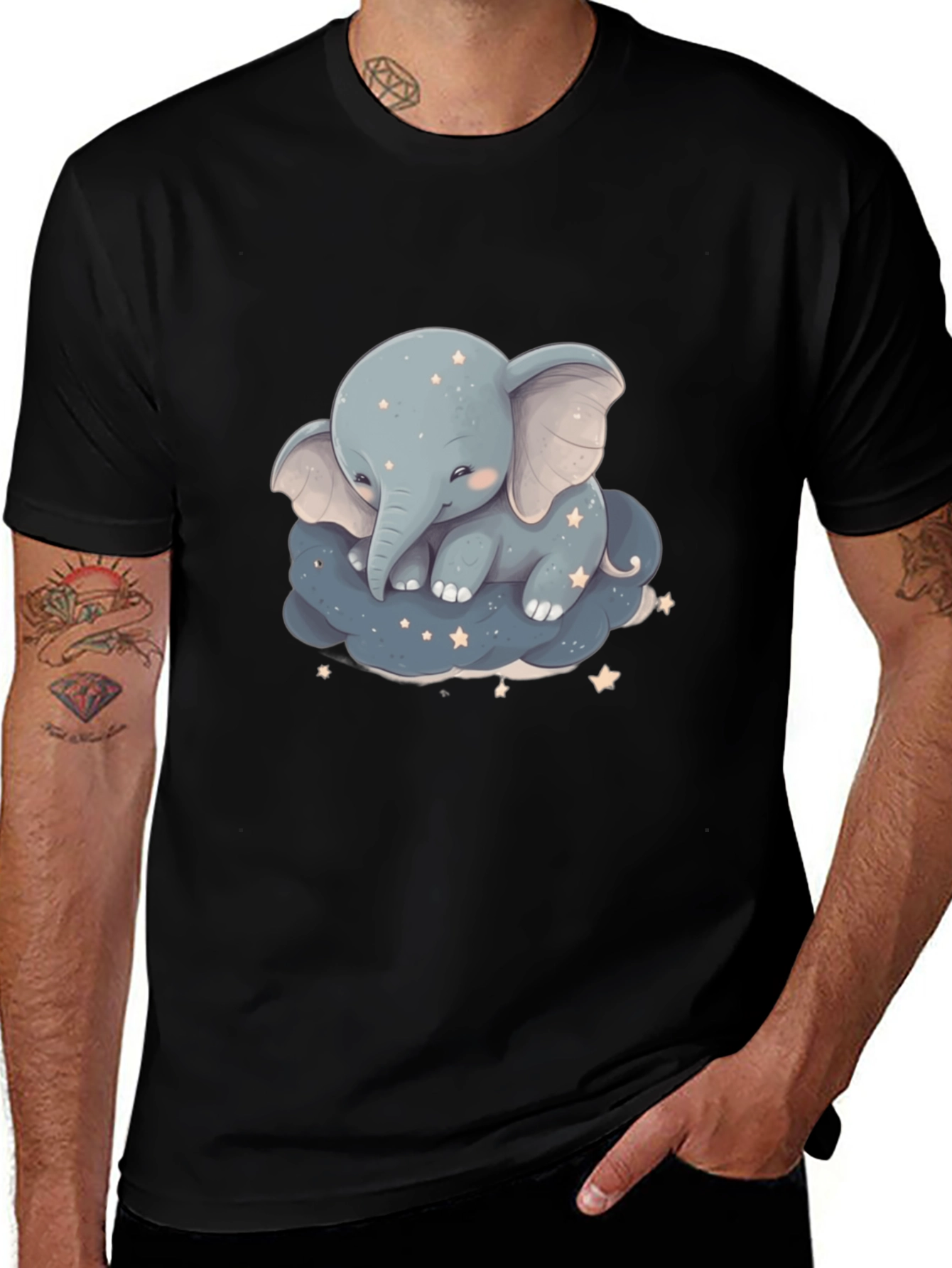 Cute Elephant On Cloud Graphic Tee