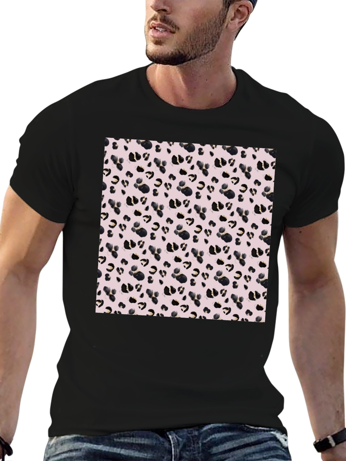 Leopard Print Black Tee