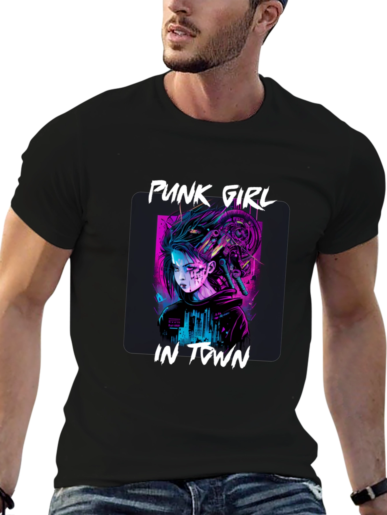 Punk Girl in Town Black T-Shirt