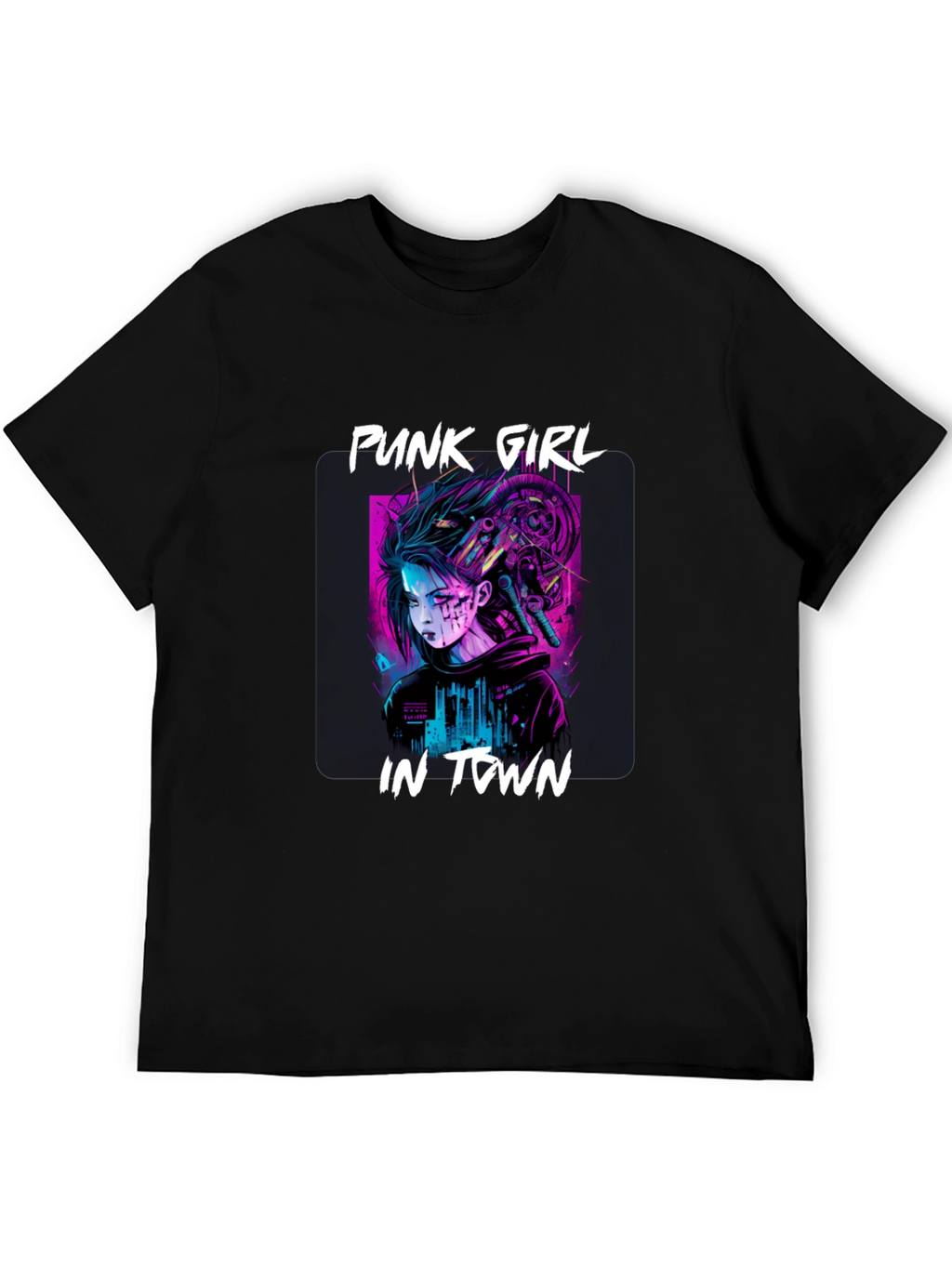 Punk Girl in Town Black T-Shirt