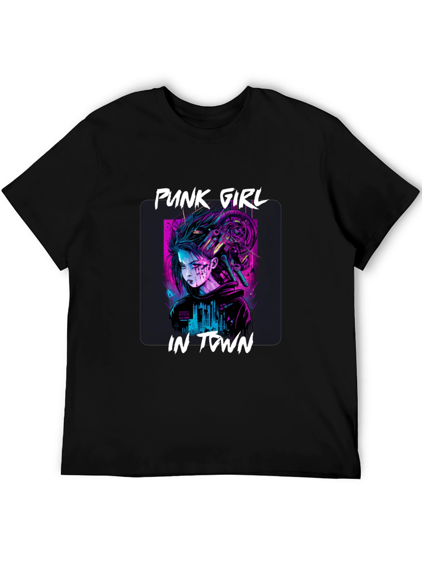 Punk Girl in Town Black T-Shirt